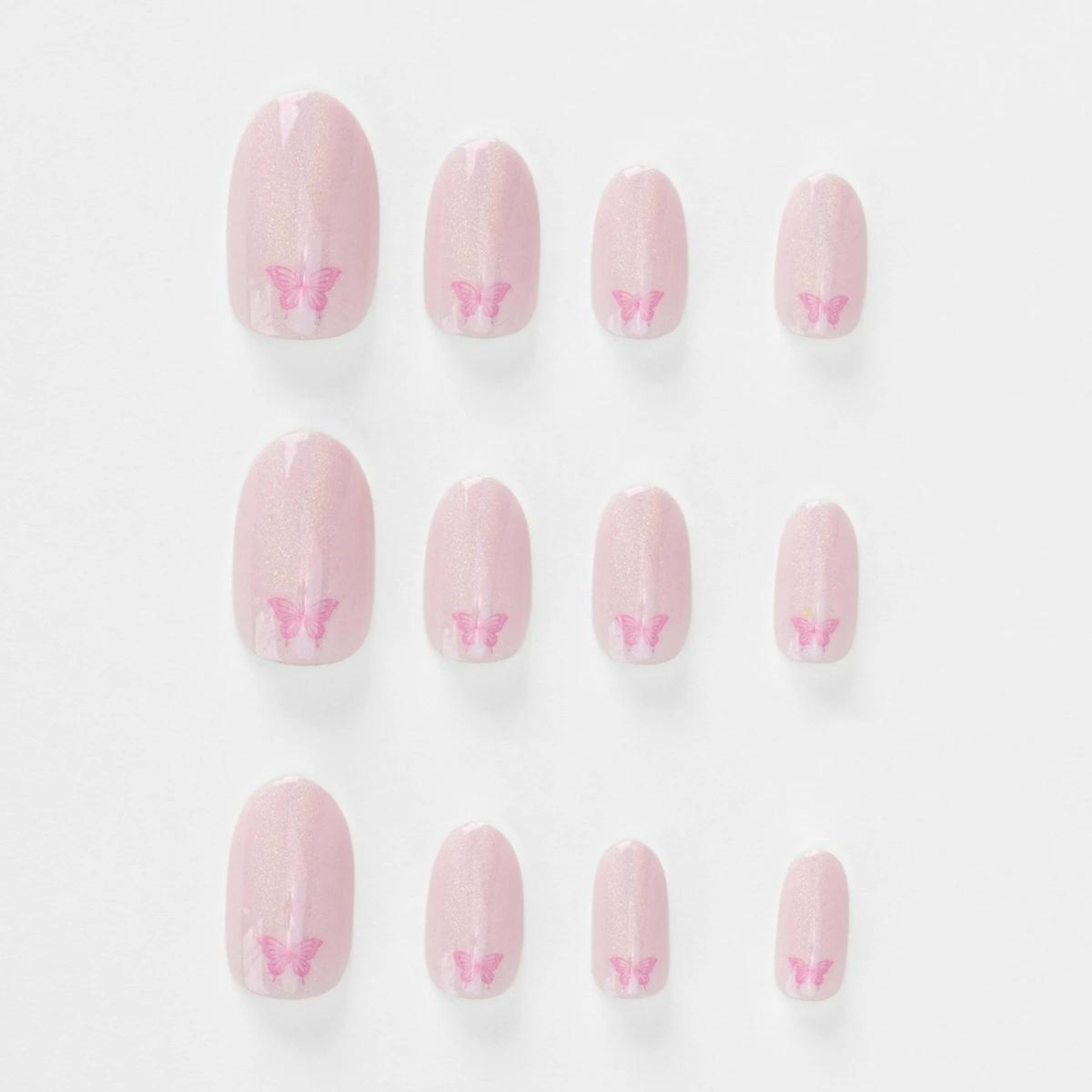 5 OXX Cosmetics 24 Pack False Nails with Adhesive - Oval Shape, Butterfly Shimmer, 5 of 5