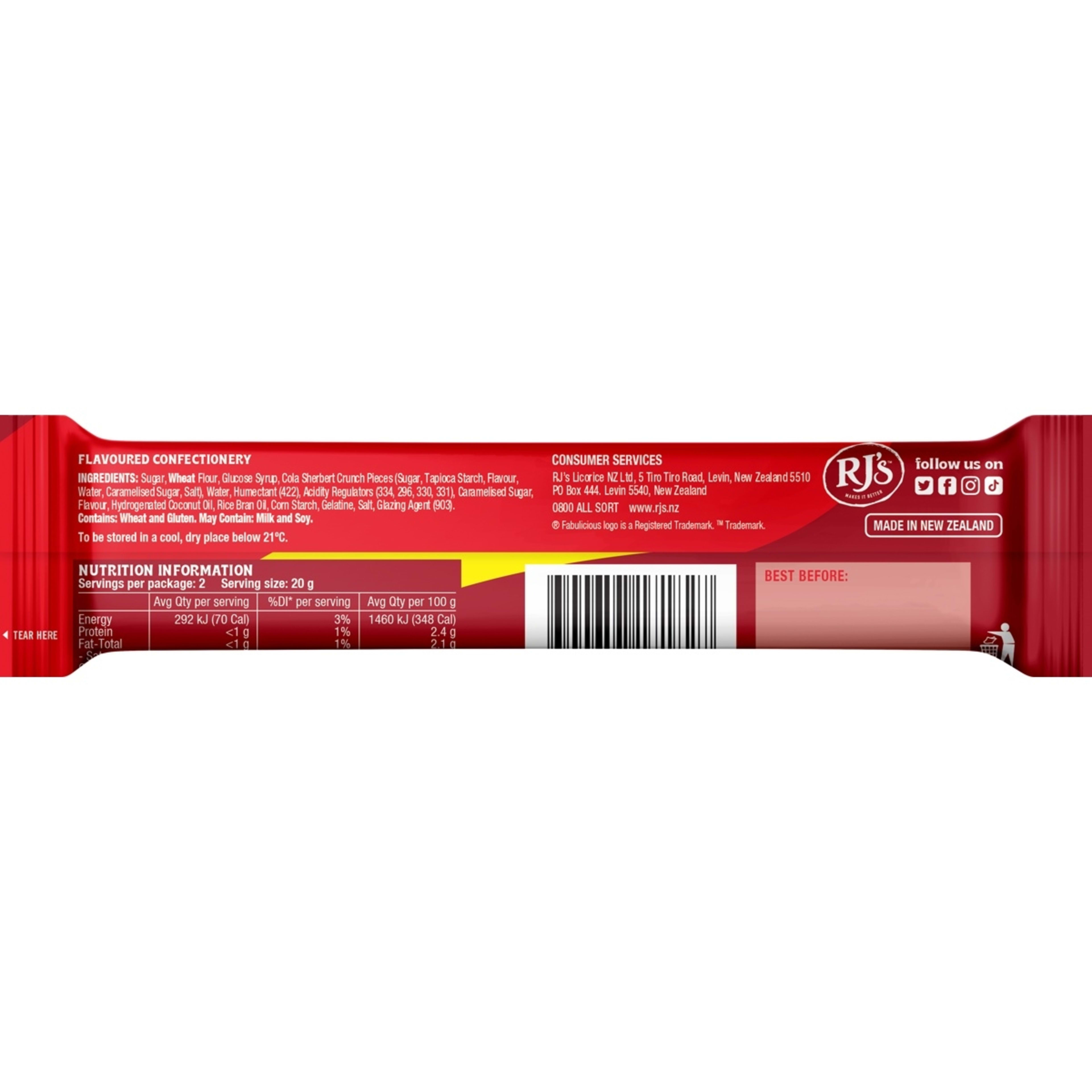 2 Fabulicious Sherbert Fizz Crunch Cola Bar 40g, 2 of 2