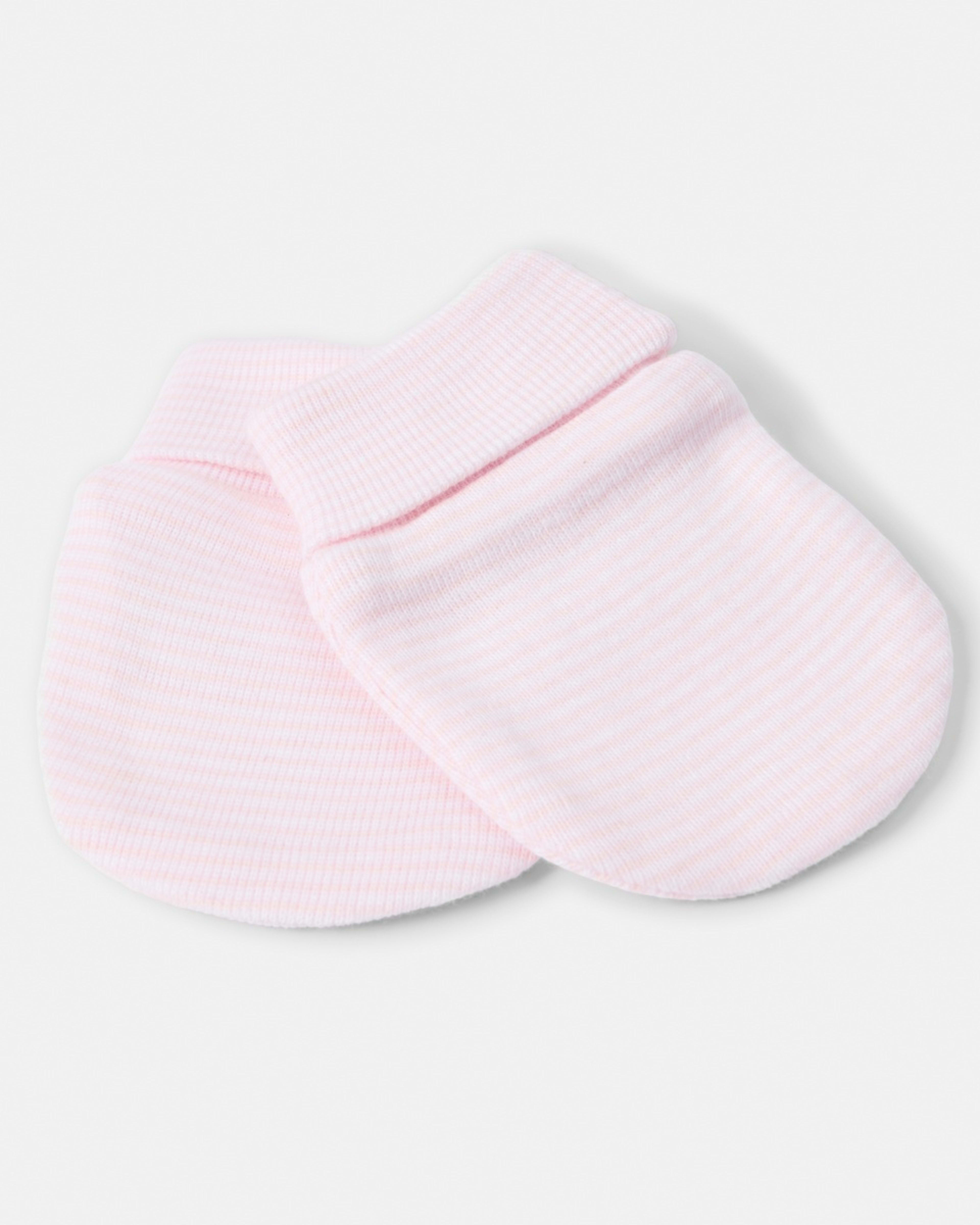7 2 Pack Newborn Hat and Mittens Set Pink Stripe And Spot, 7 of 8