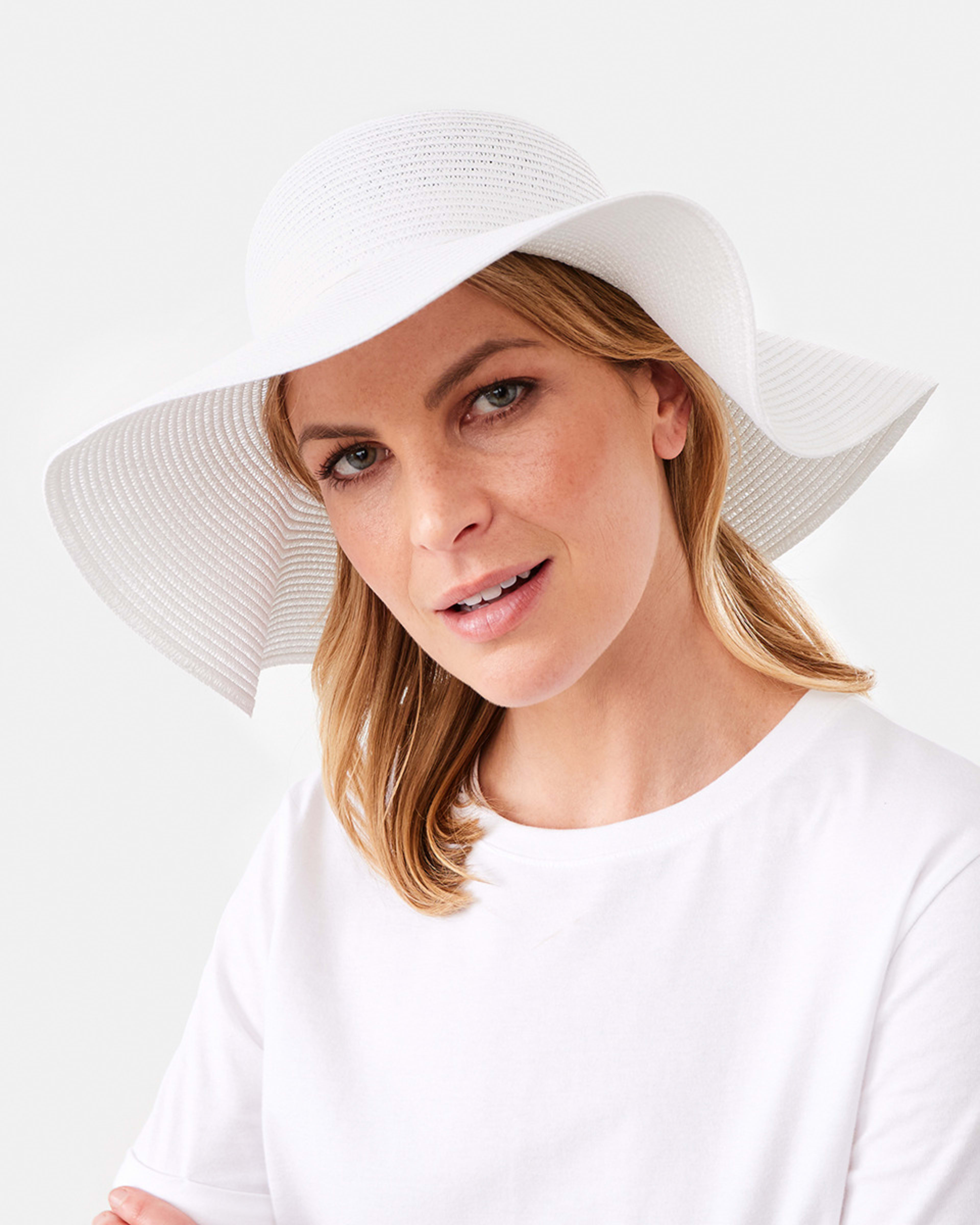 4 Ribbon Trim Wide Brim Hat White, 4 of 4