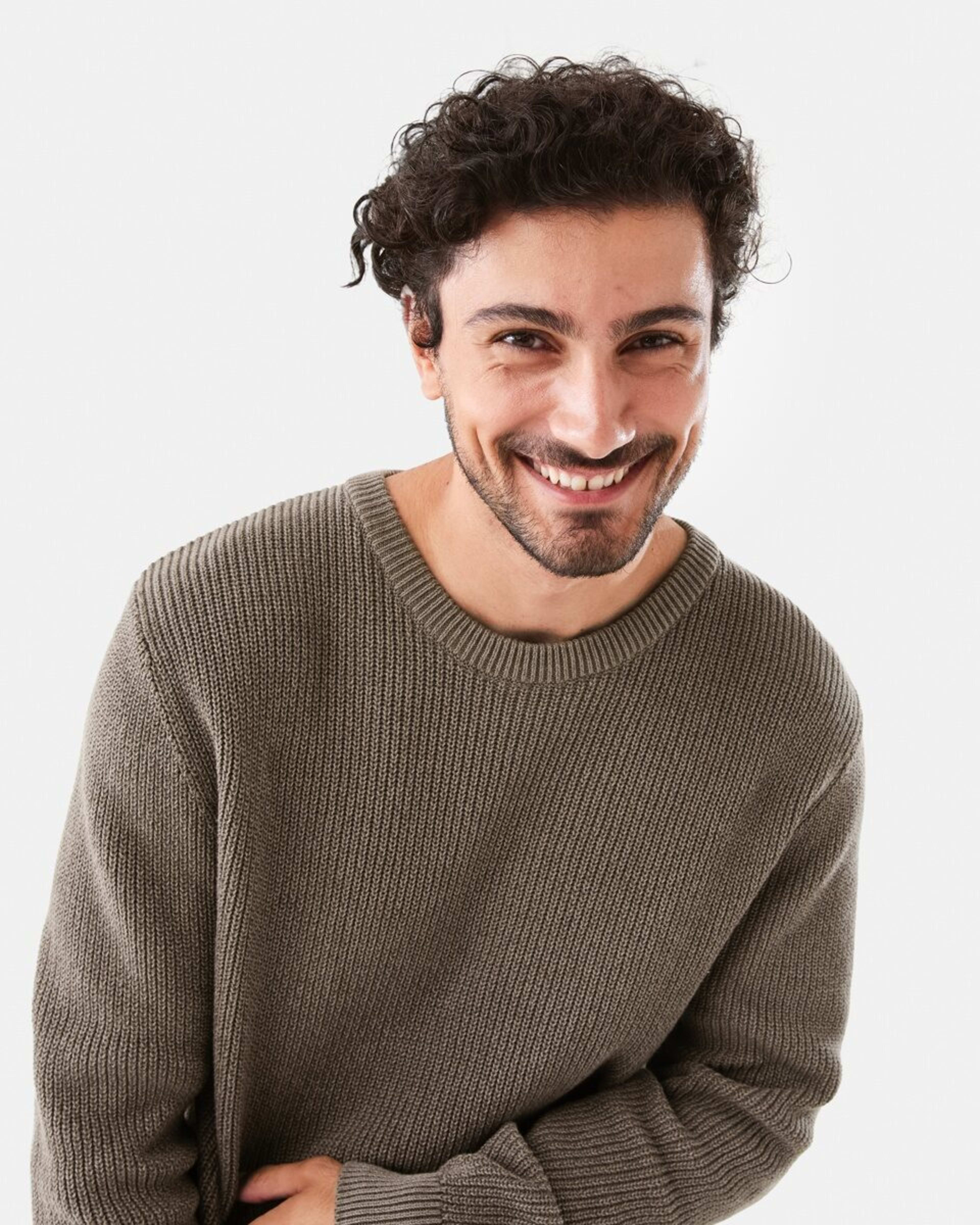 5 Textured Crew Knit Jumper Brn Eagle, 5 of 6