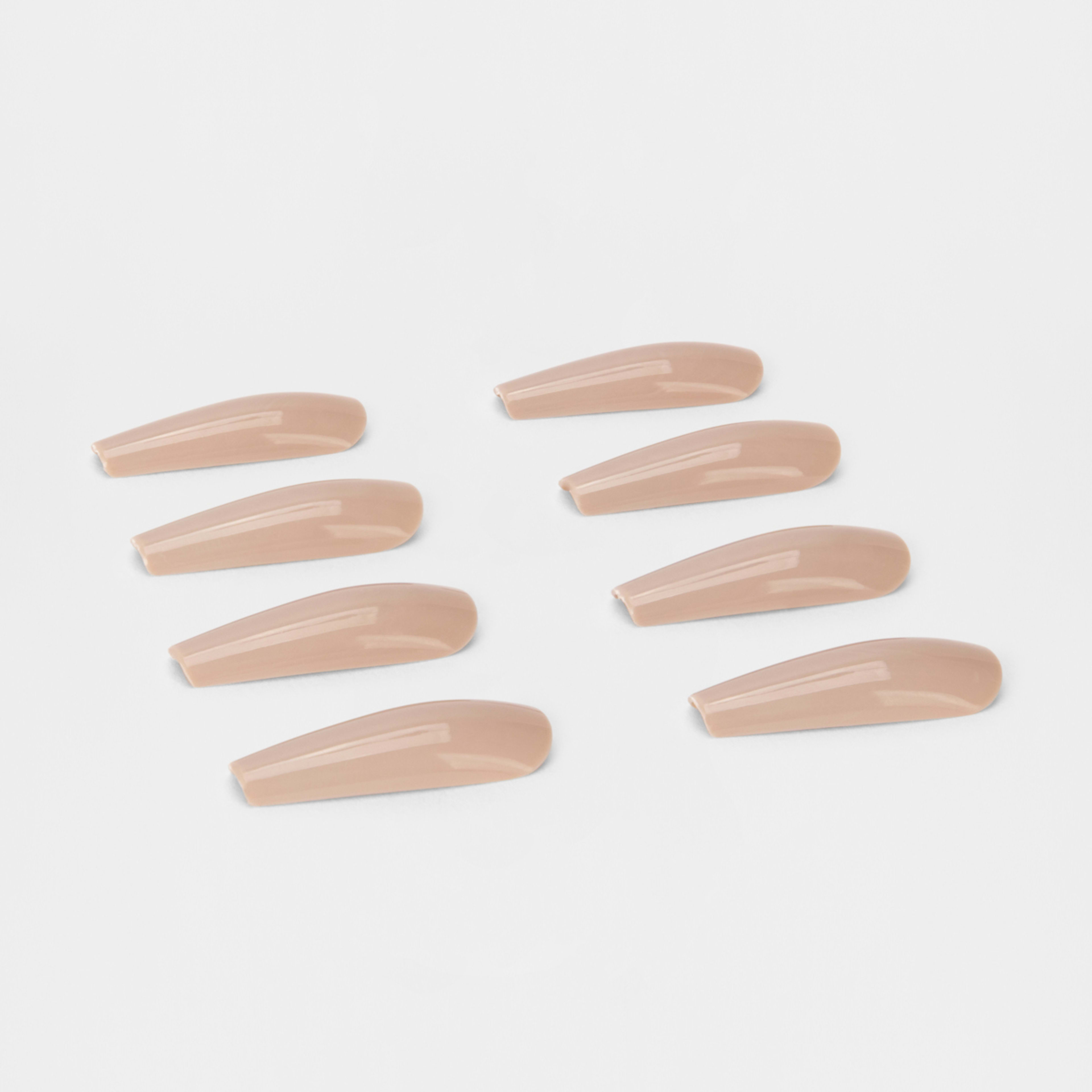 4 OXX Cosmetics 24 Pack False Extra Length Nails with Adhesive - Coffin Shape, Mushroom, 4 of 5