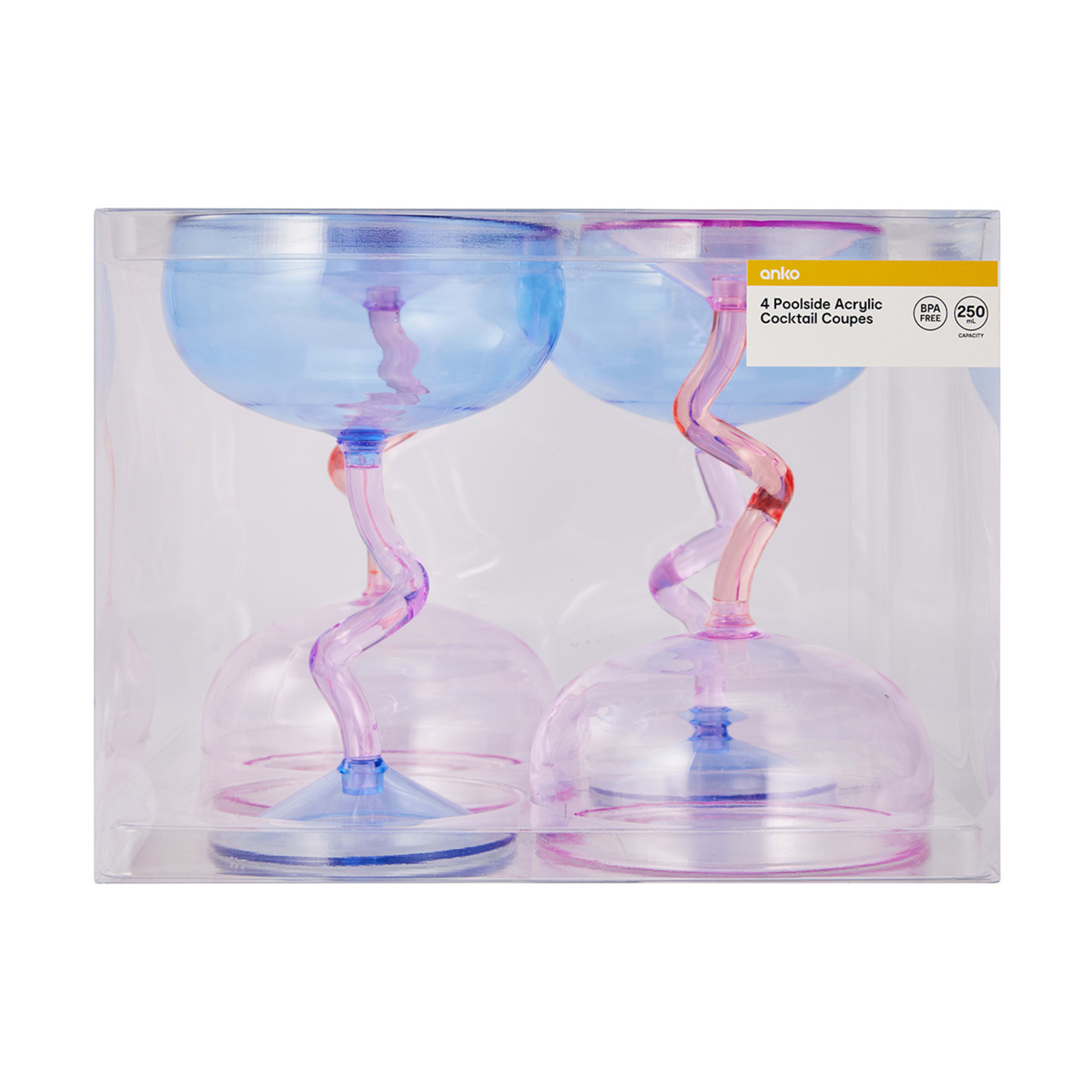4 Poolside Acrylic Cocktail Coupes Kmart