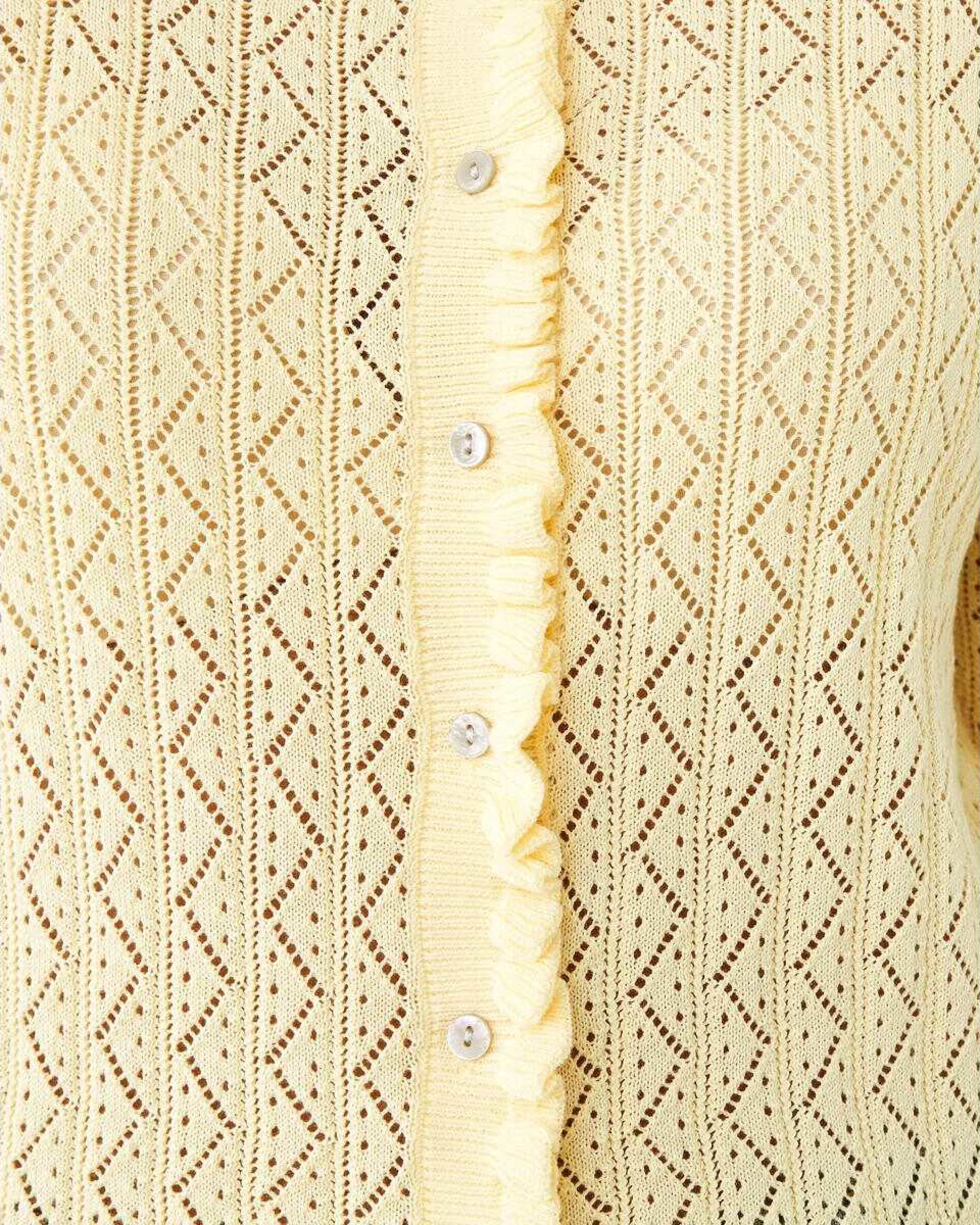 6 Pointelle Cardigan Fln Yellow, 6 of 8