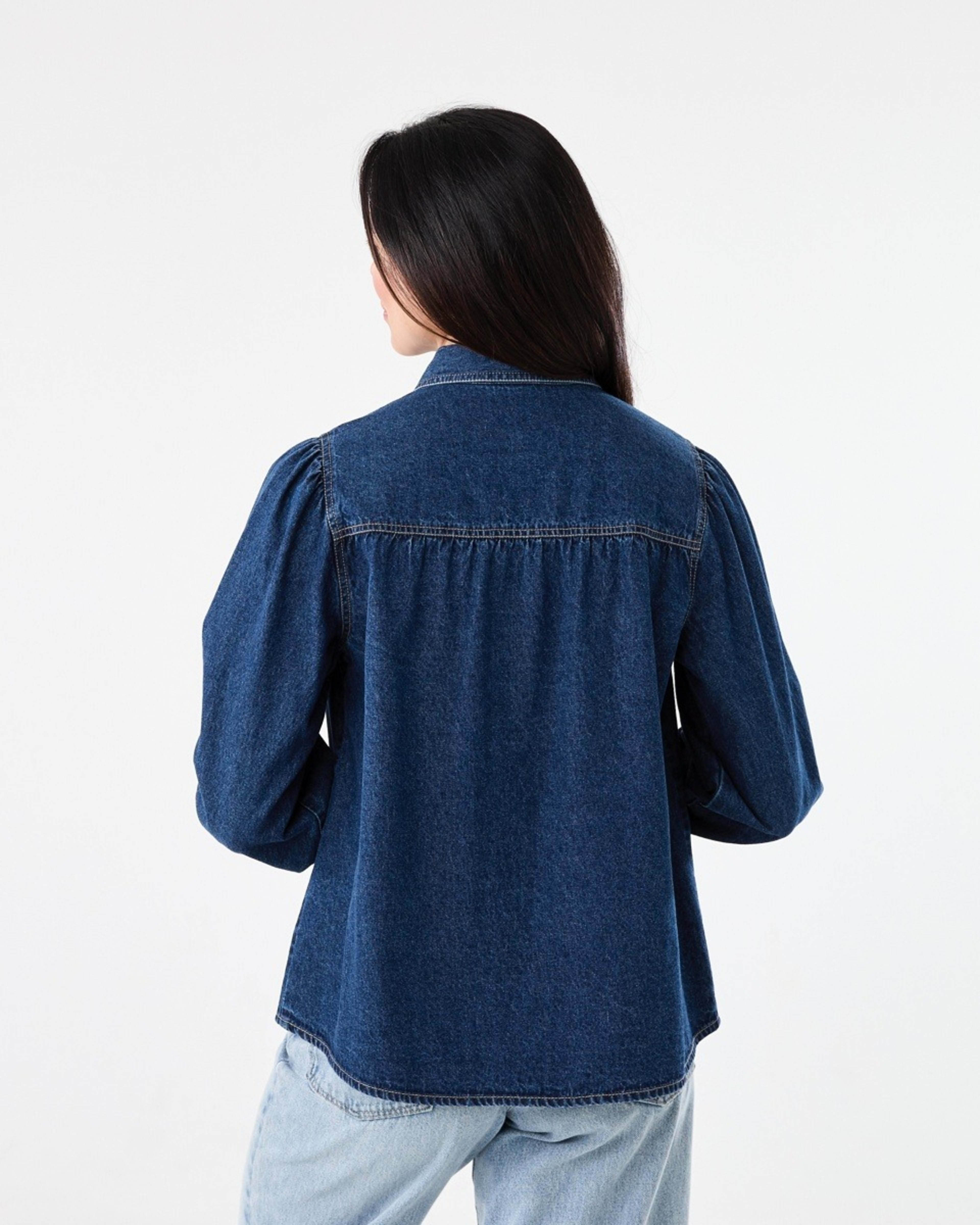 3 Long Balloon Sleeve Top Dark Wash, 3 of 7