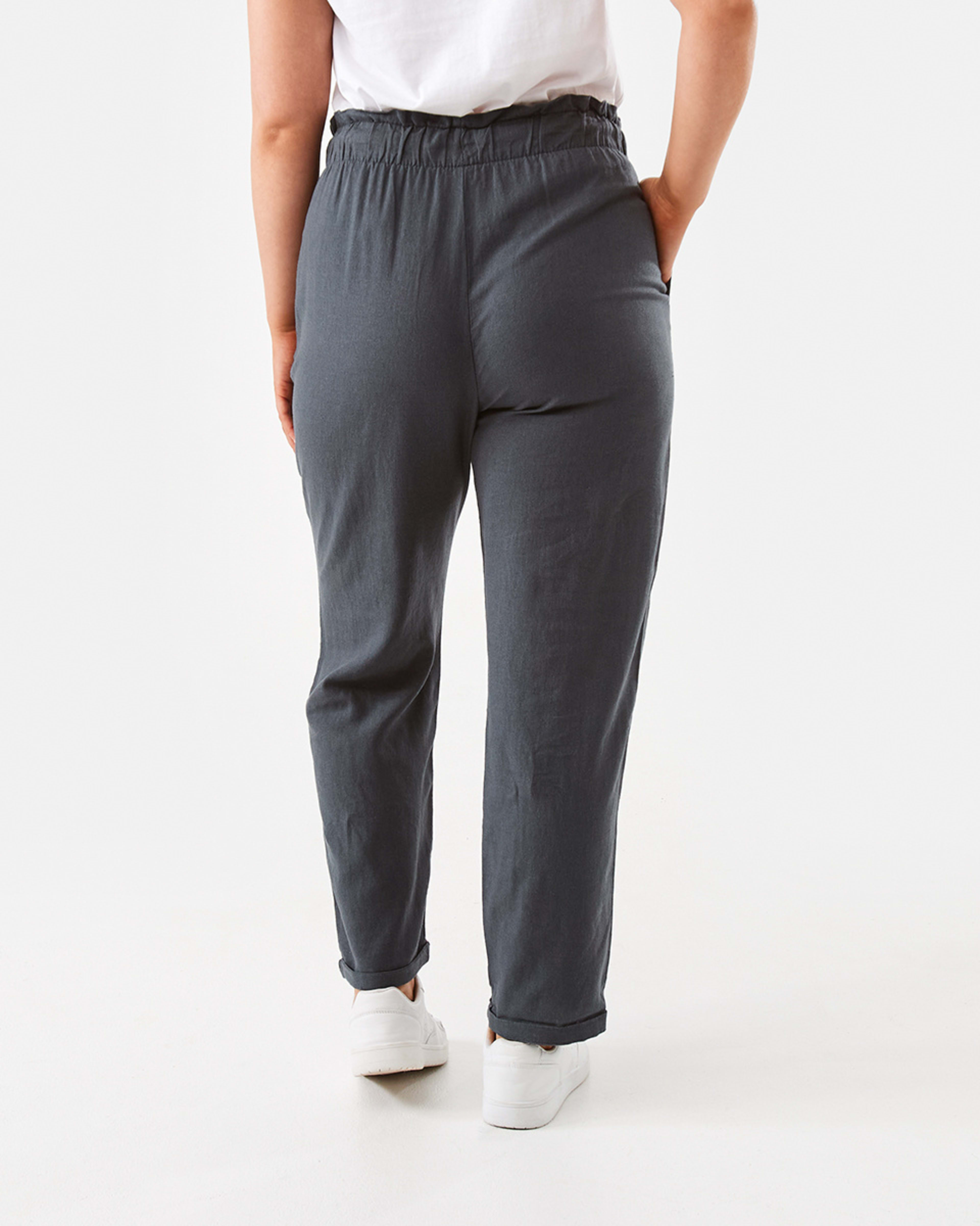 3 Drawstring Linen Blend Pants Slate, 3 of 5