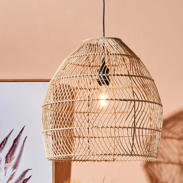 Clip On Rattan Pendant Shade Natural, Rattan Pendant Light Shade Only