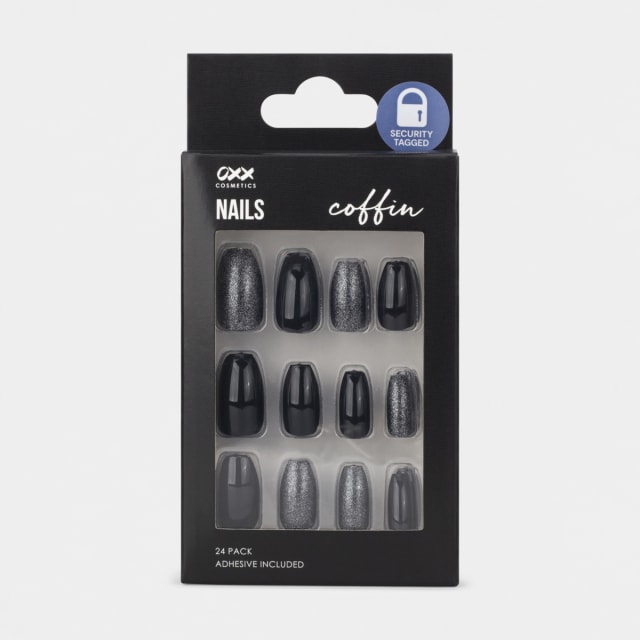OXX Cosmetics 24 Pack Artificial Nails with Adhesive Coffin Shape