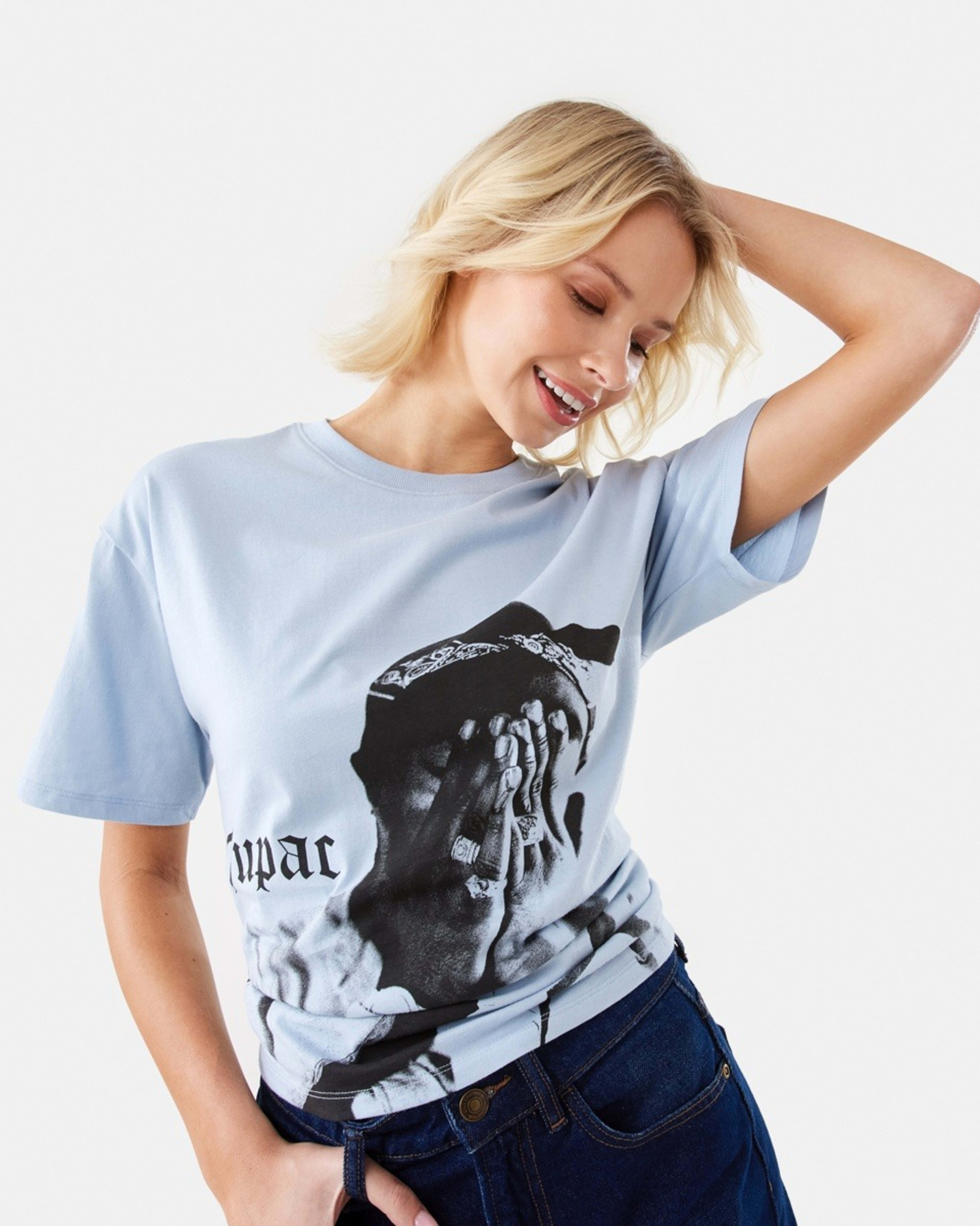 1 Tupac License Short Sleeve T-shirt TUPAC GRAY DAWN