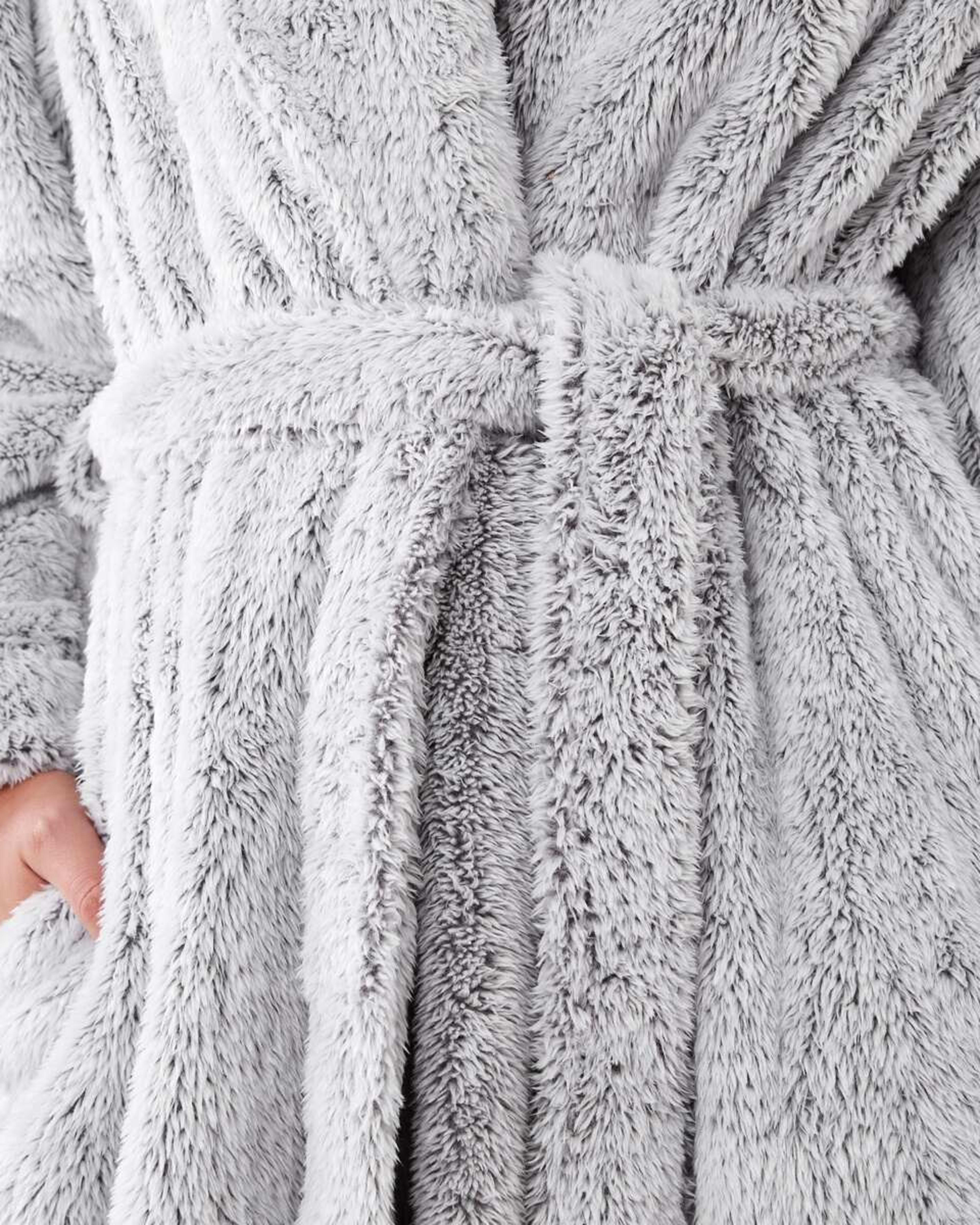 6 Plush Coral Fleece Gown Grey Mix, 6 of 7