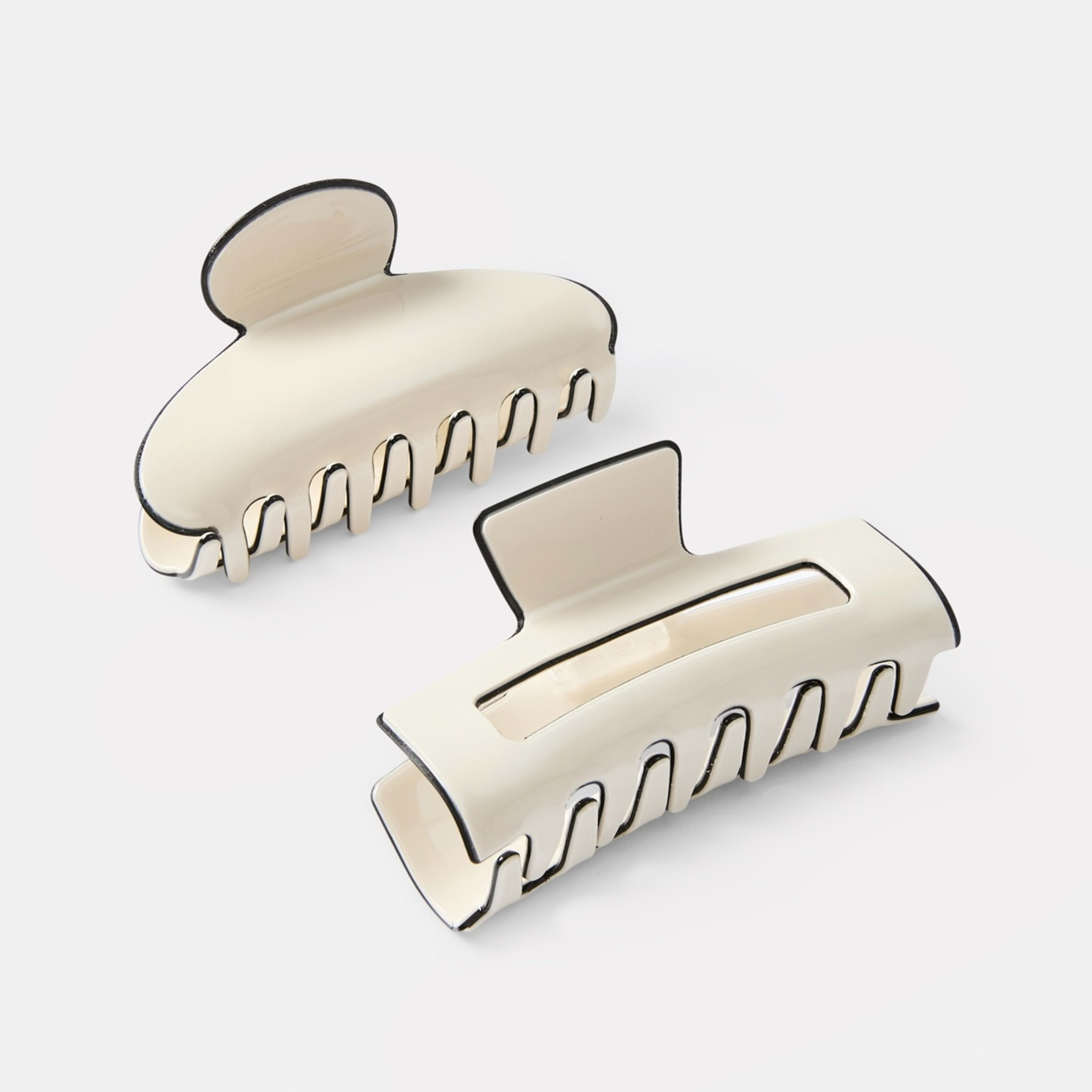 1 2 Pack Contrast Hair Clips - Beige