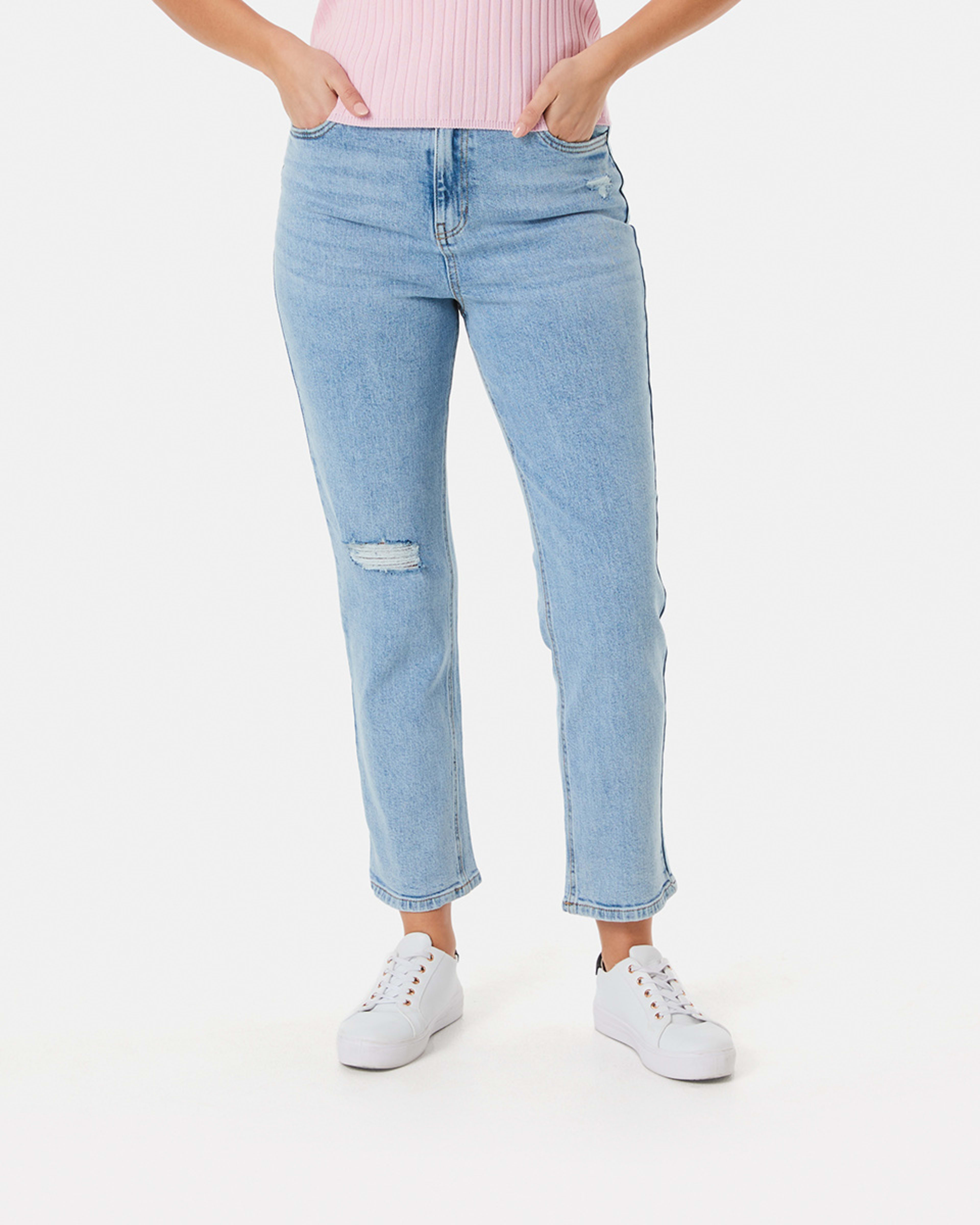 Slim Straight Distressed Jeans Kmart