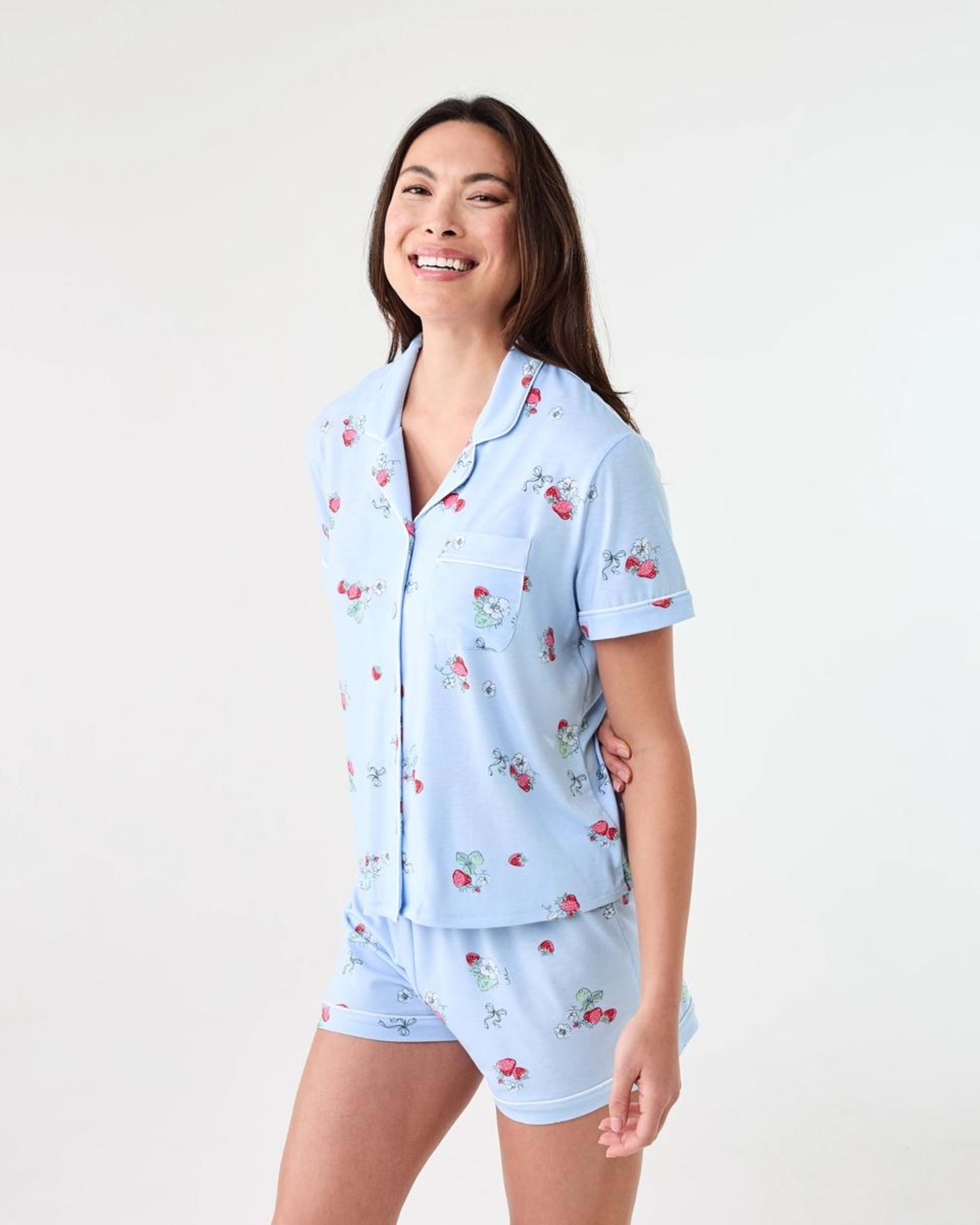 2 Short Sleeve Top and Shorts Comfort Pyjama Set HALO BERRY HALOGEN BLUE, 2 of 8