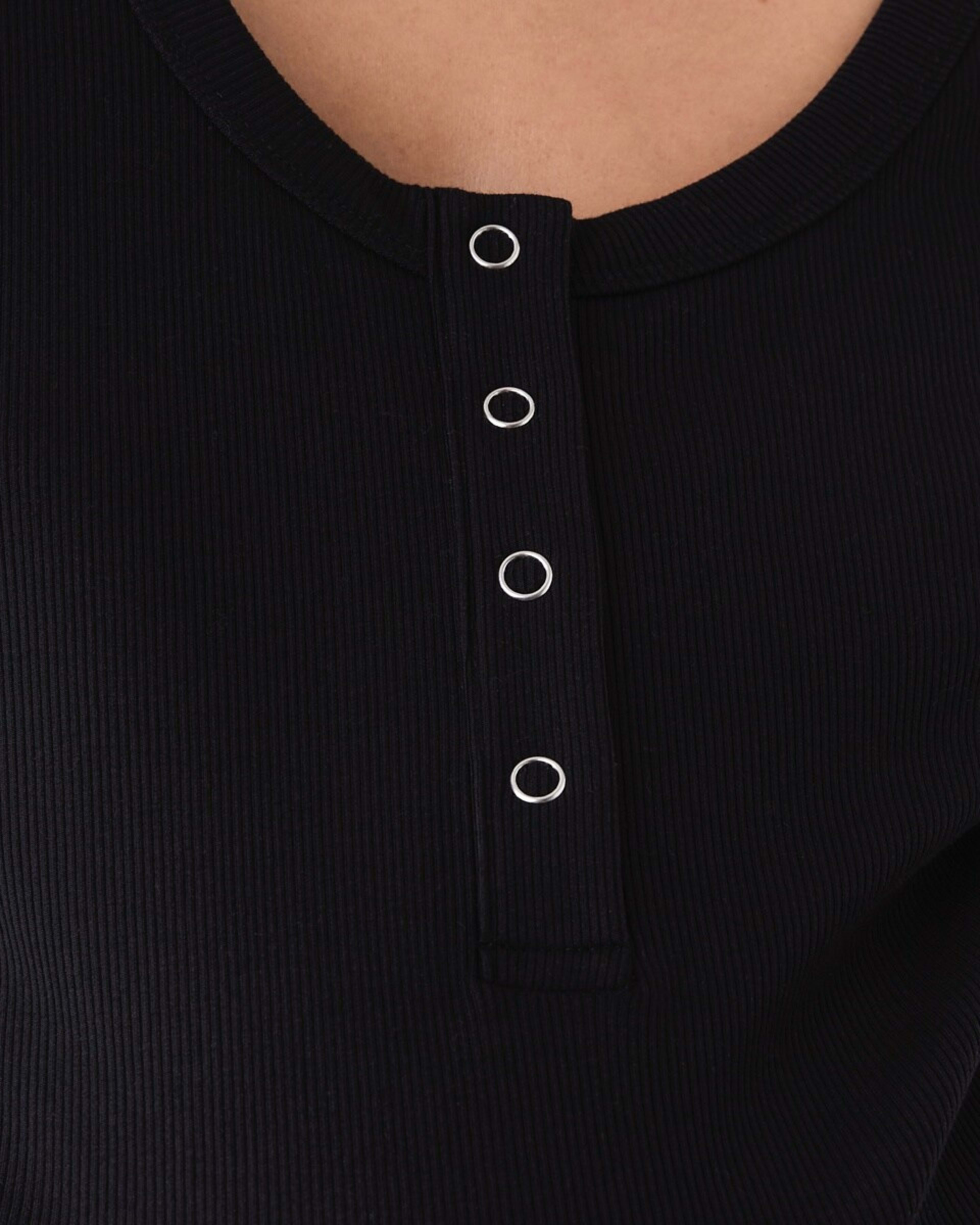 5 Maternity Long Sleeve Henley Feeding T-shirt Black, 5 of 6
