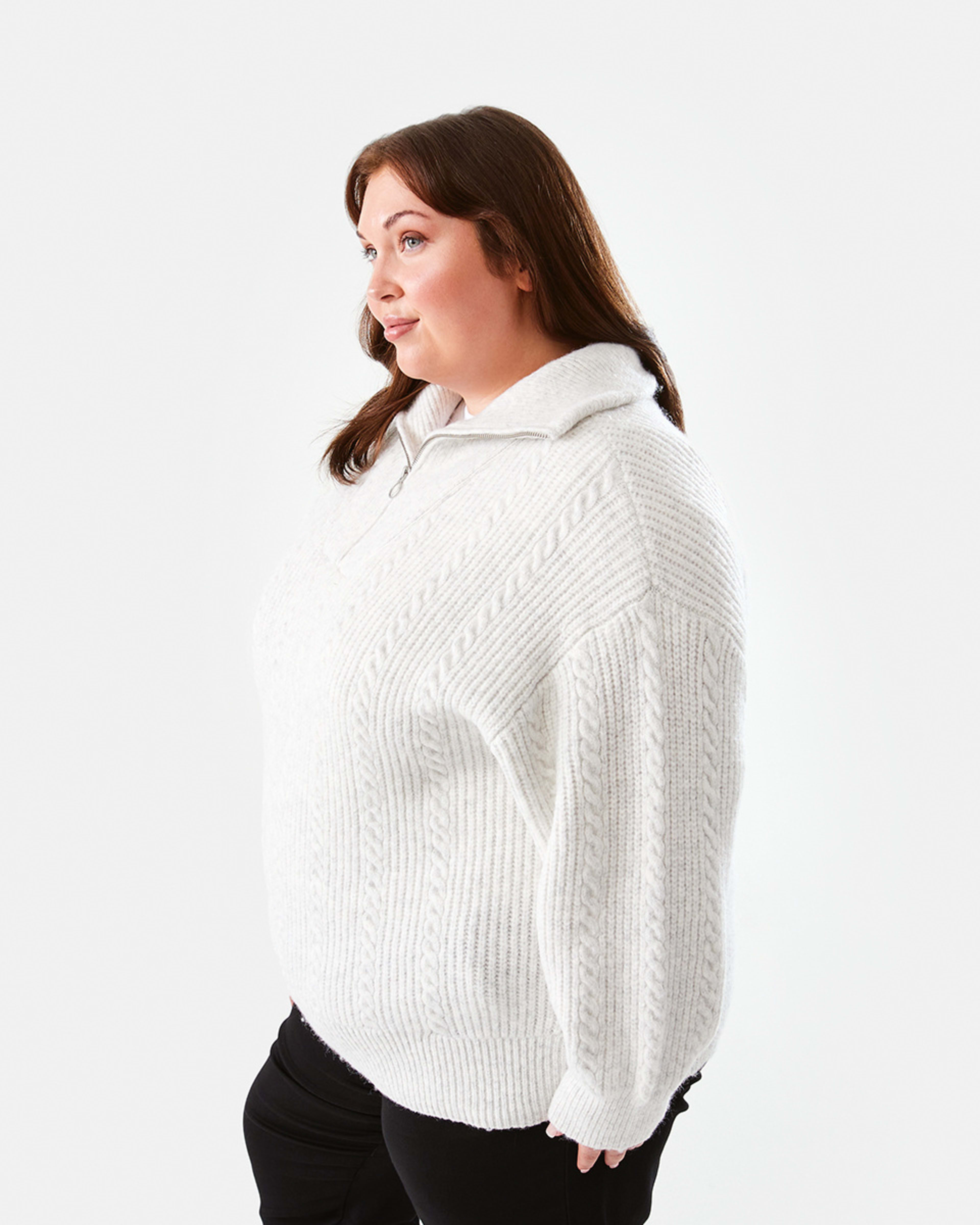 Curve Long Sleeve Quarter Zip Cable Jumper Kmart