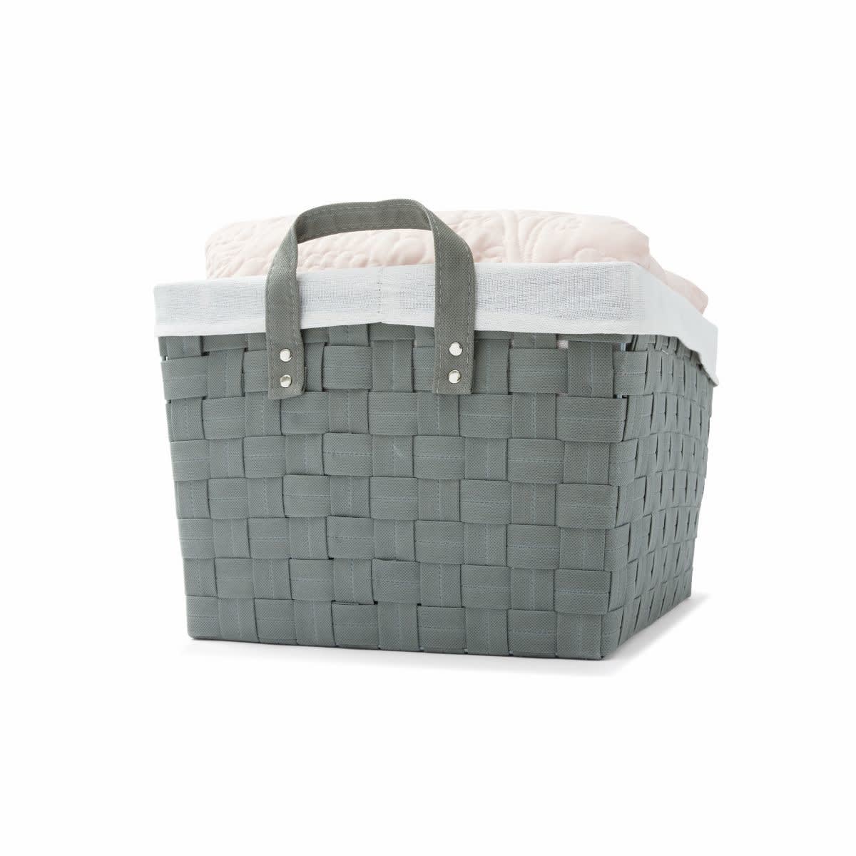 Woven Basket with Handles & Removable Liner Large, Grey Kmart NZ