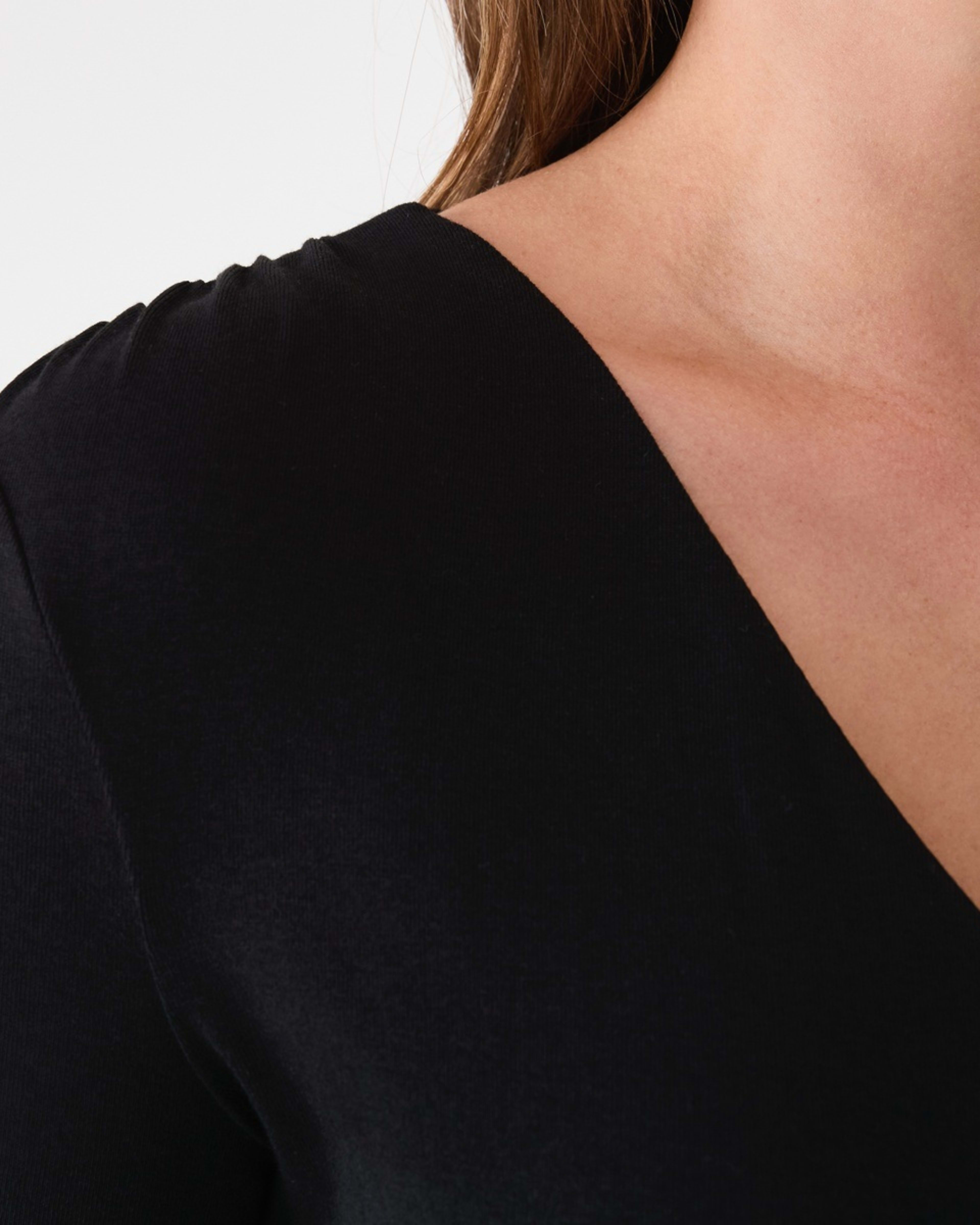 5 Long Sleeve Ruched Wrap Top Black, 5 of 5