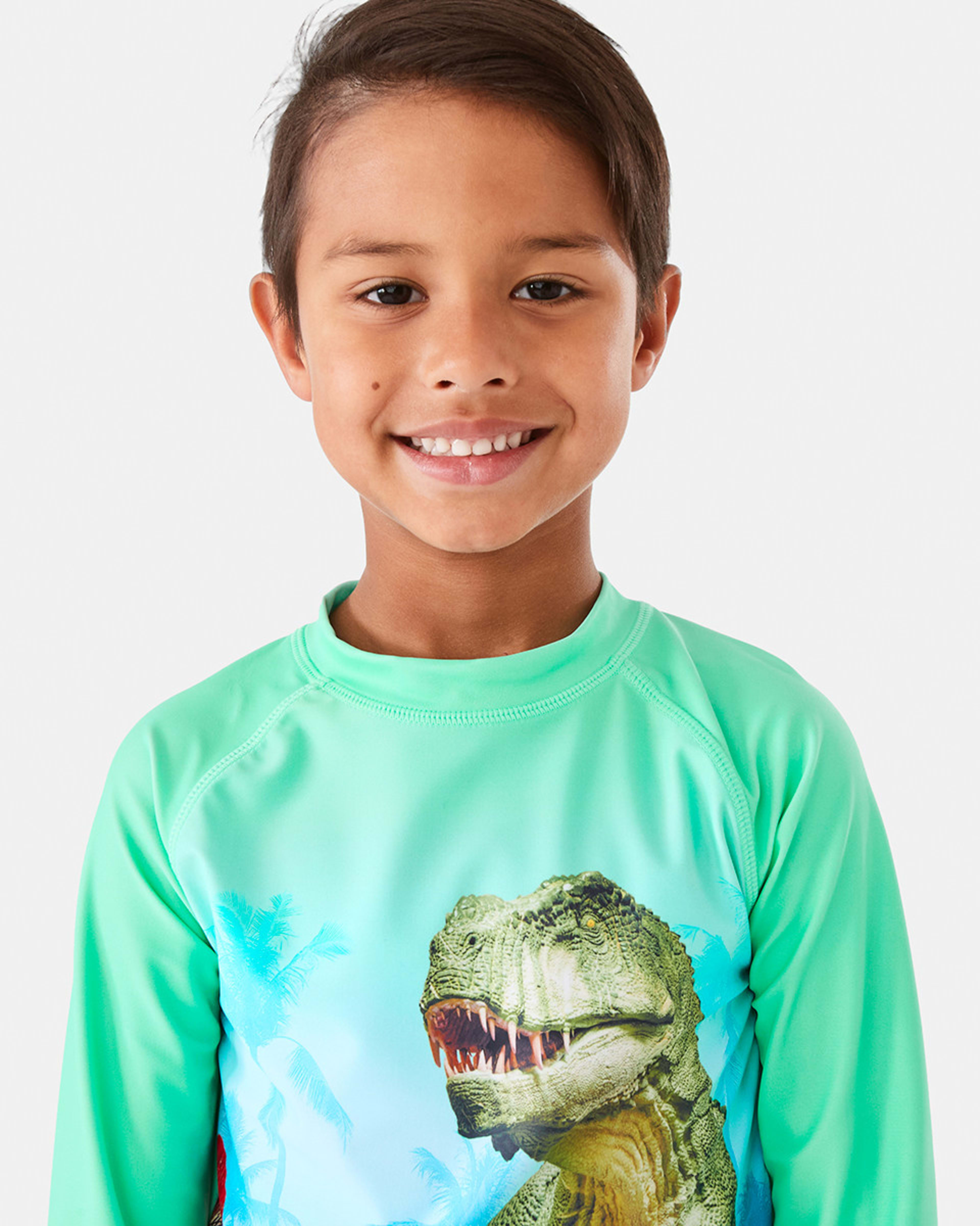 3 Digital Print Rash Vest Grn Dino, 3 of 8