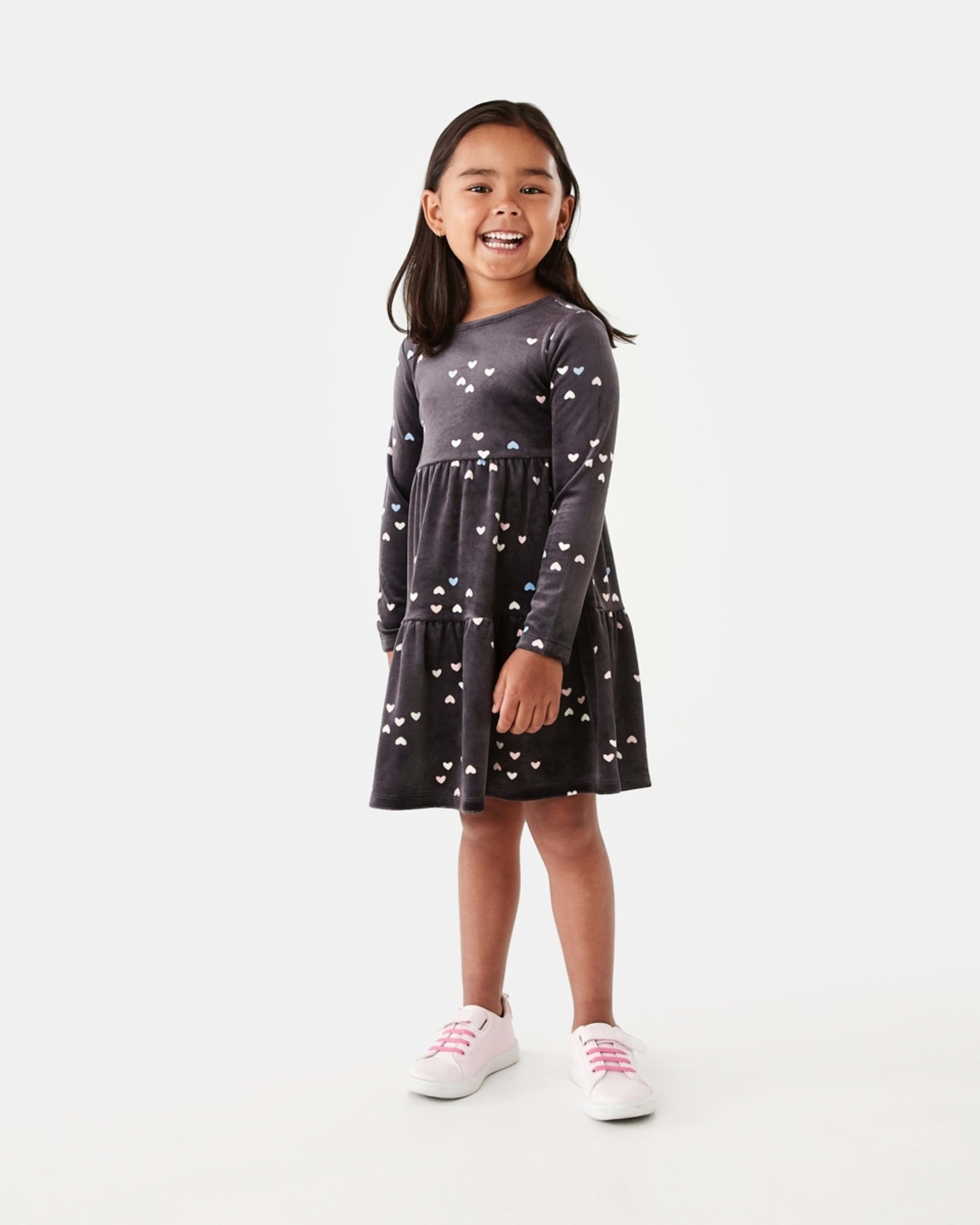 6 Long Sleeve Velour Tier Dress Hearts, 6 of 9