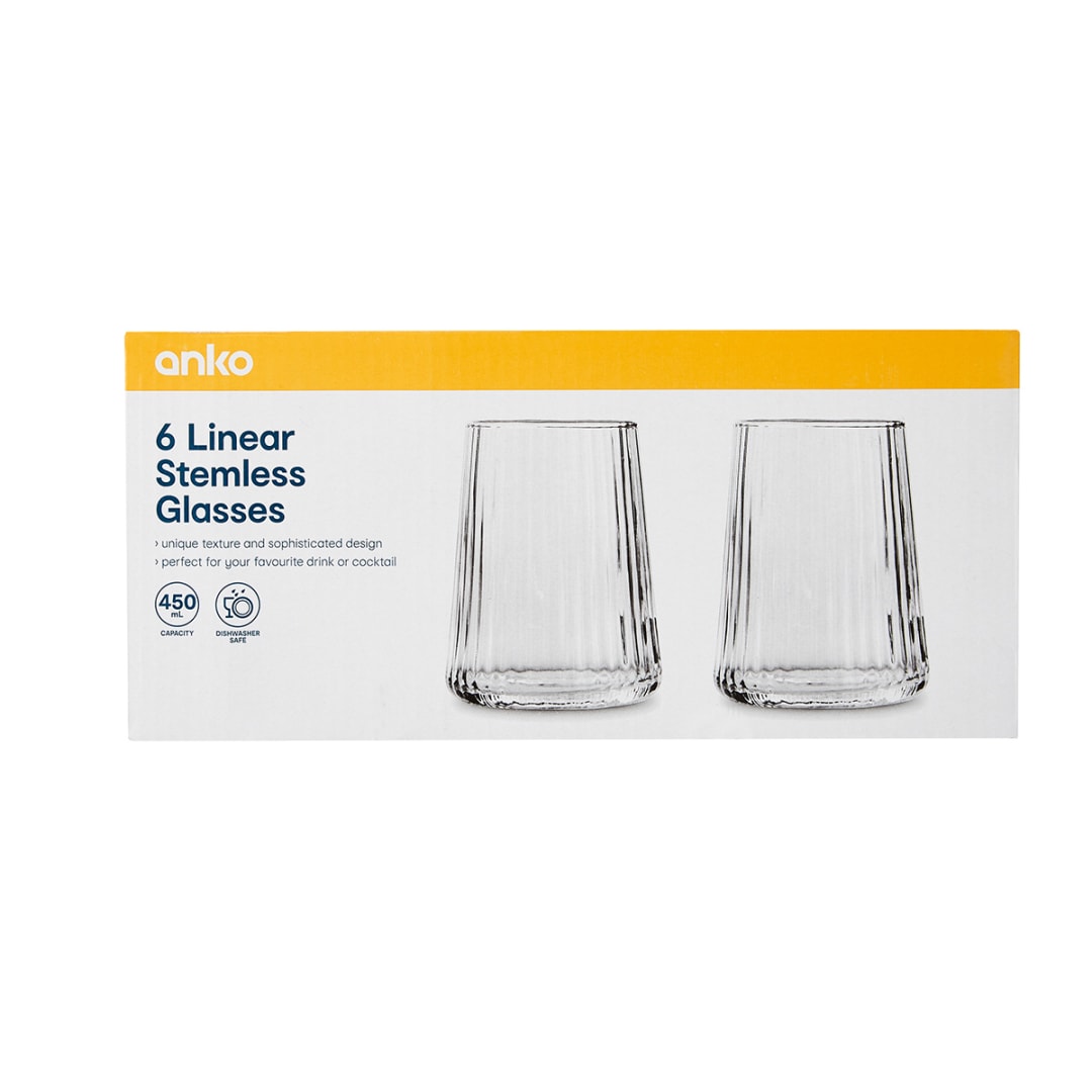 6 Linear Stemless Glasses Kmart