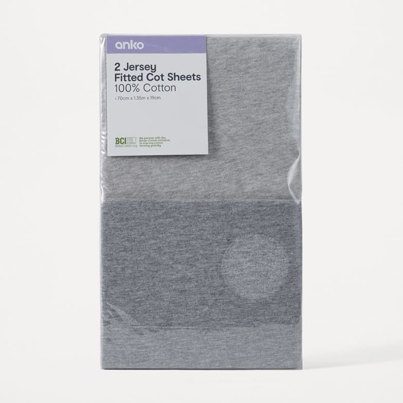 2 Pack Jersey Fitted Cot Sheets Kmart