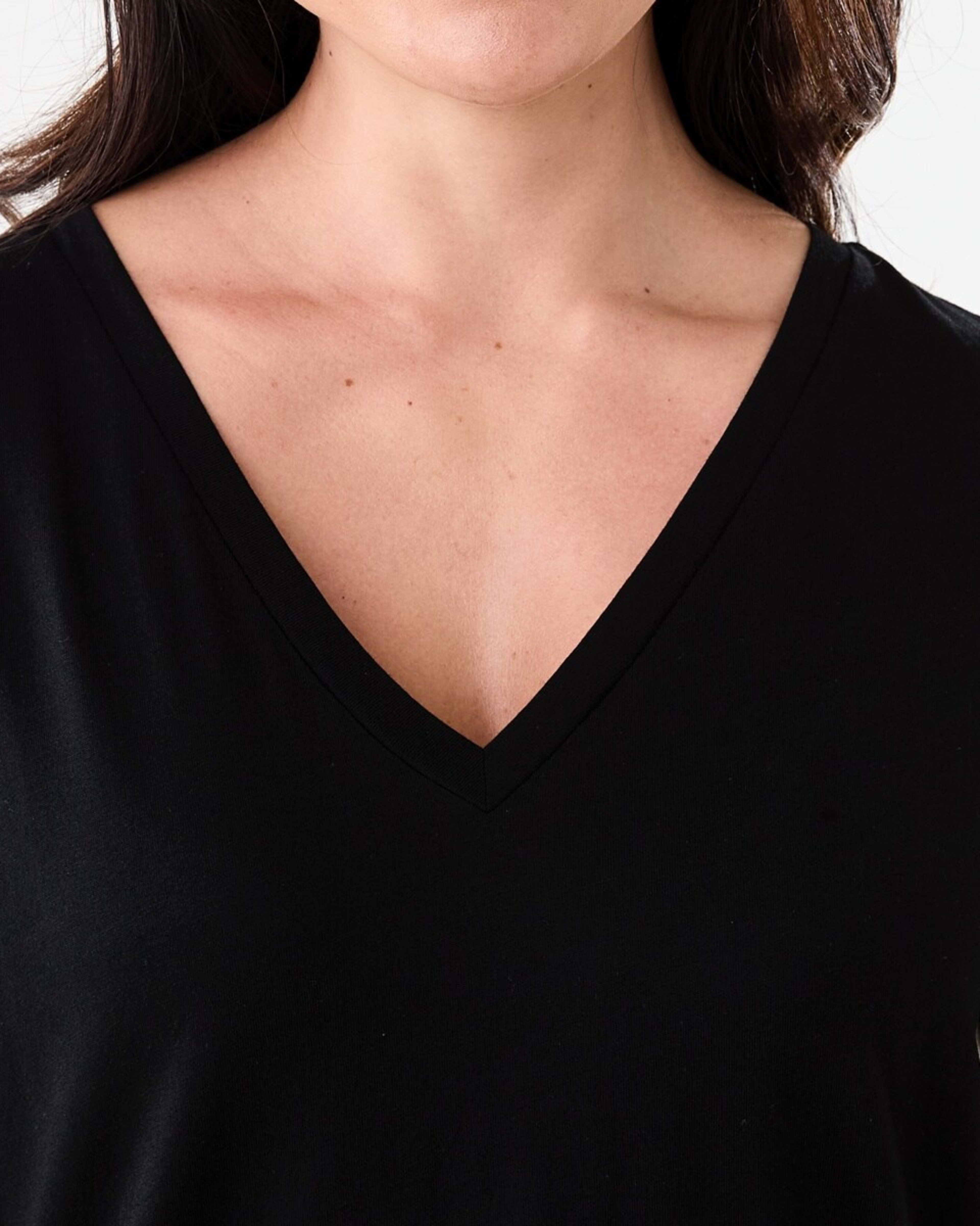 5 Short Sleeve Cotton Modal V-Neck T-shirt Black, 5 of 5