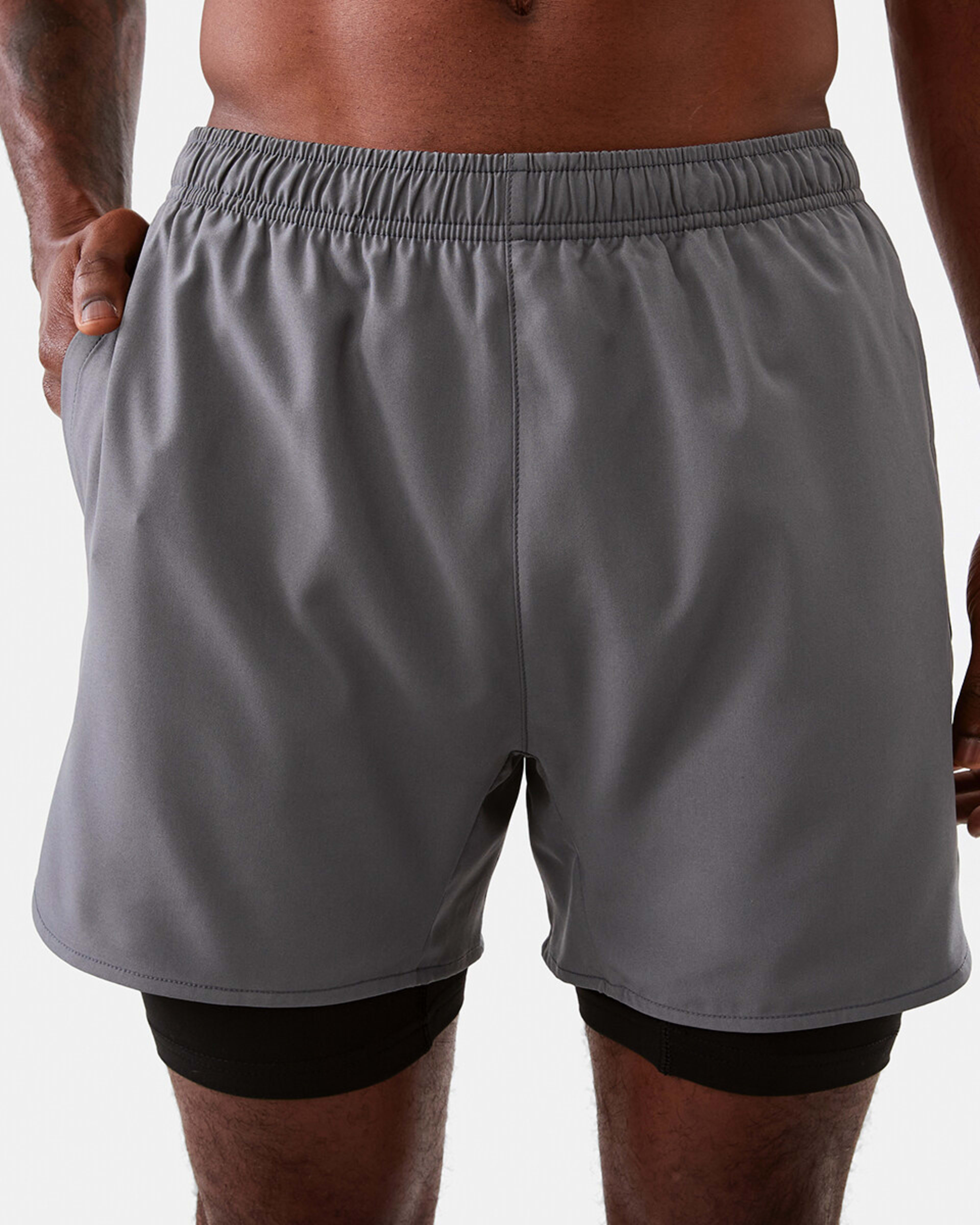 1 Active Mens Dual Layer Shorts QUIET SHADE, 1 of 7