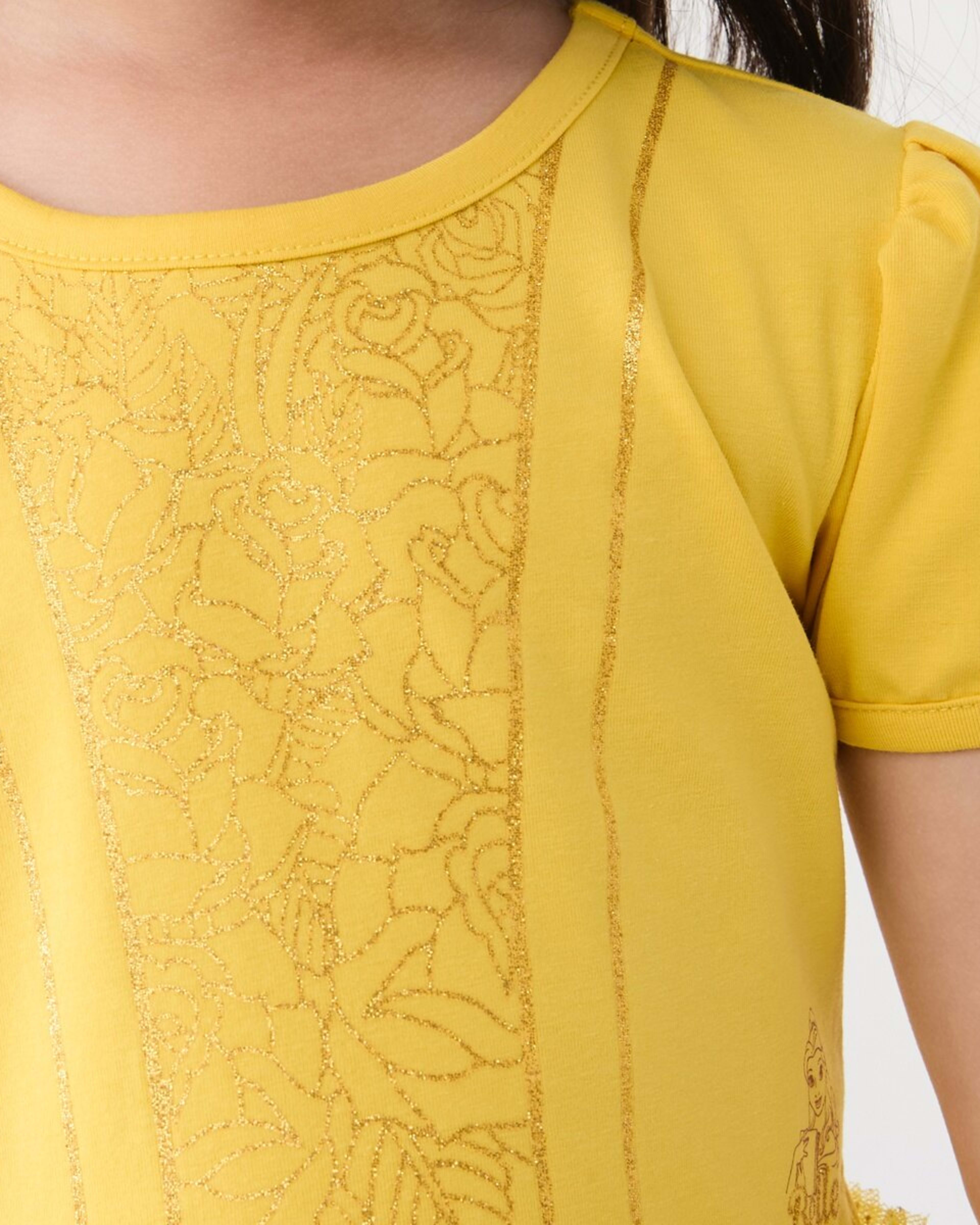 4 Disney Princess Belle License Short Sleeve Tutu Dress BELLE TUTU, 4 of 7