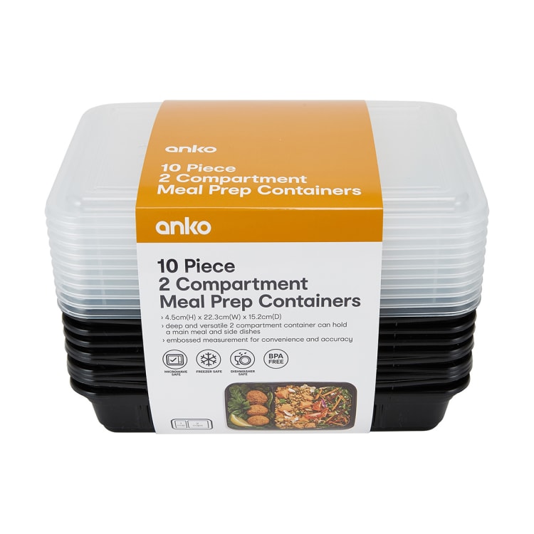 10 Piece 2 Compartment Meal Prep Containers Kmart NZ