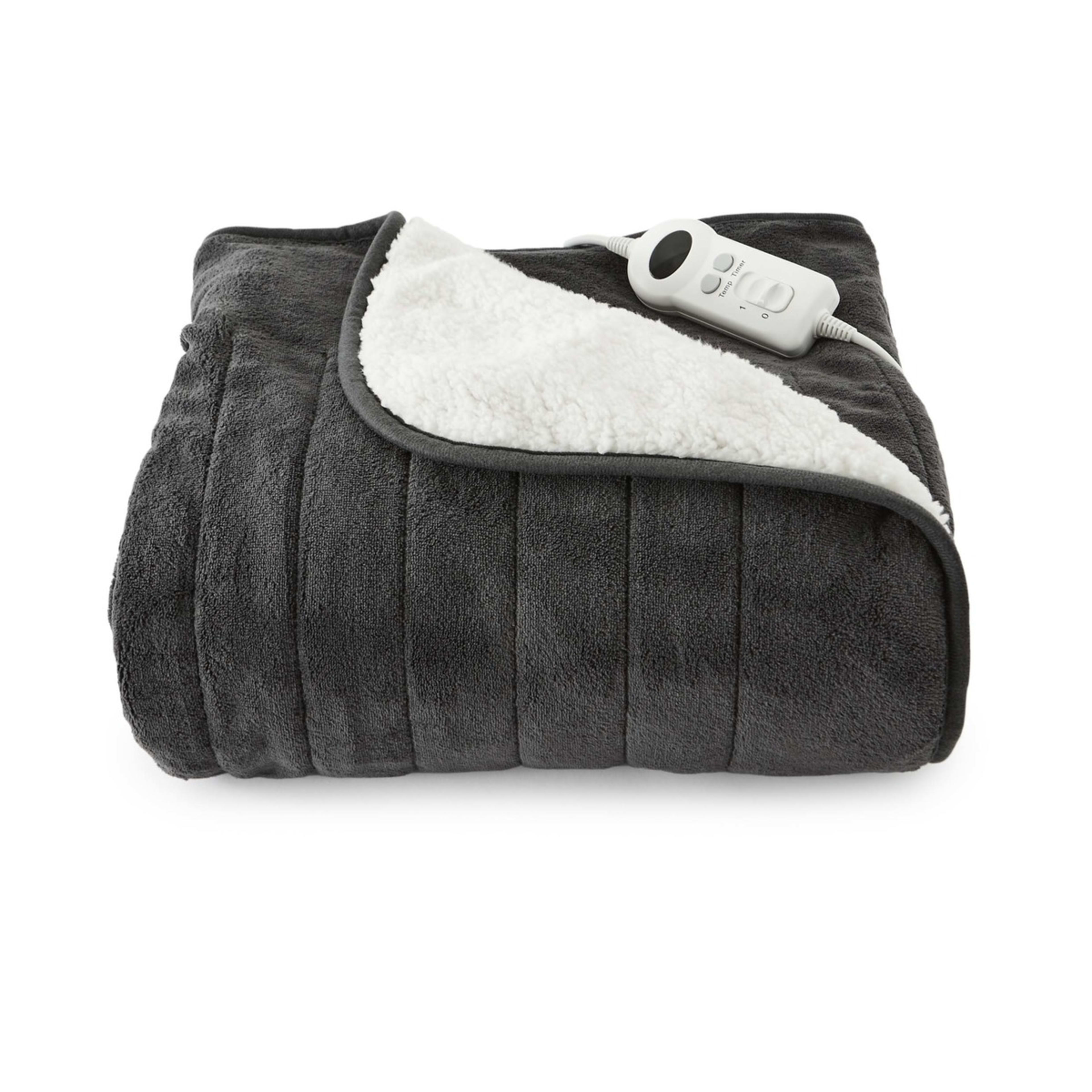 Sherpa Heated Throw Grey Kmart