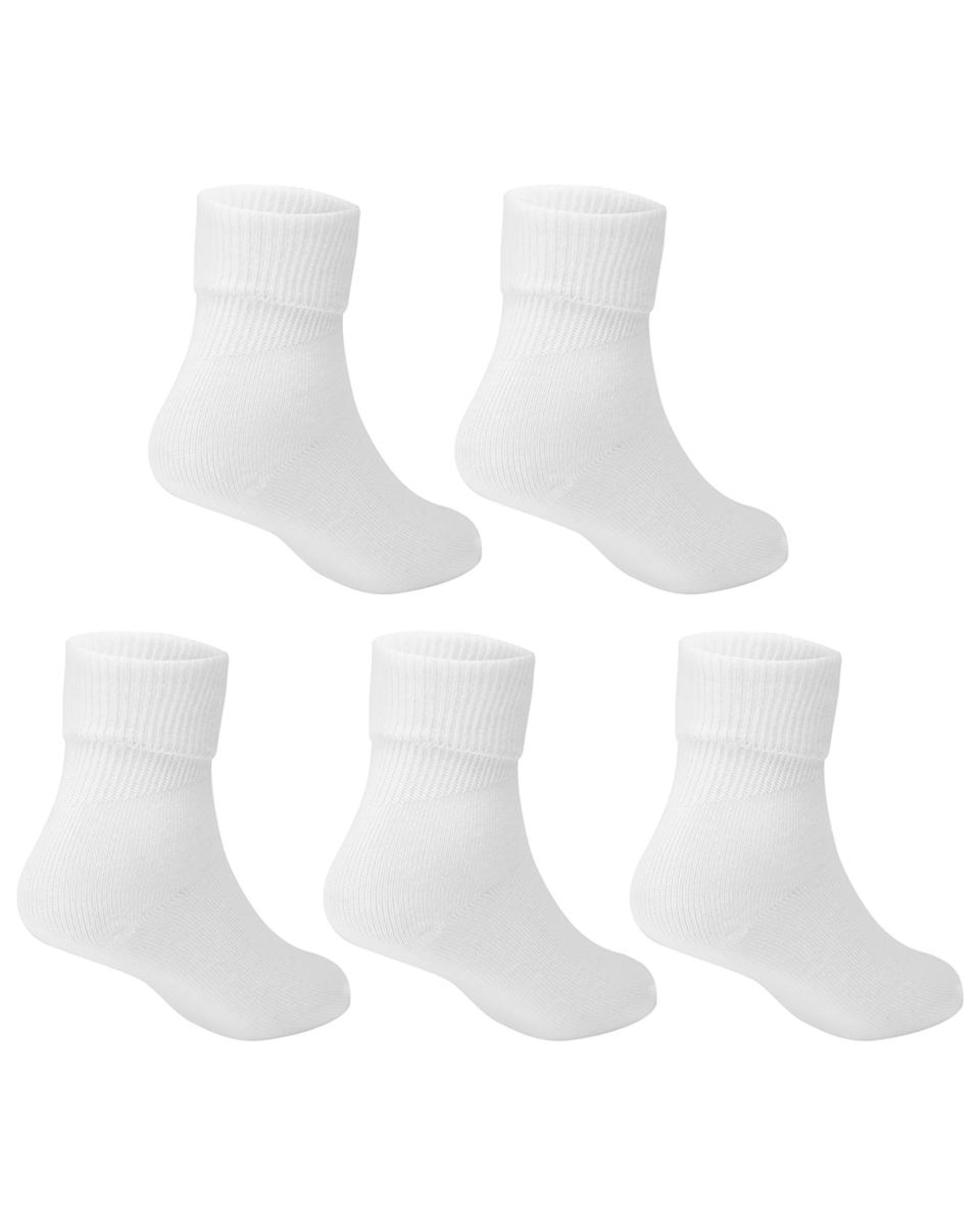 2 5 Pack School Turn Over Top Socks WHITE, 2 of 3