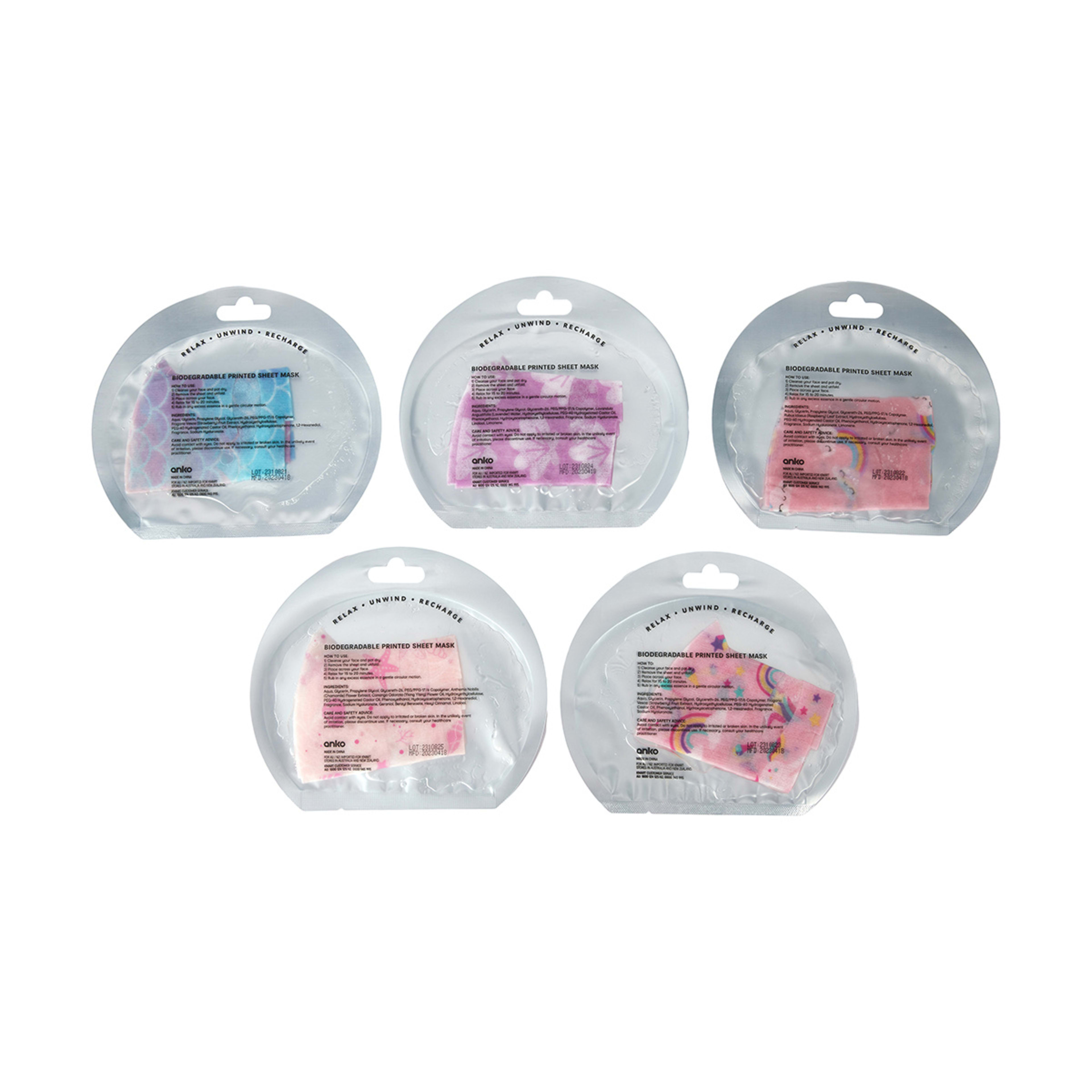 5 Pack Magical Moments Printed Sheet Masks Kmart