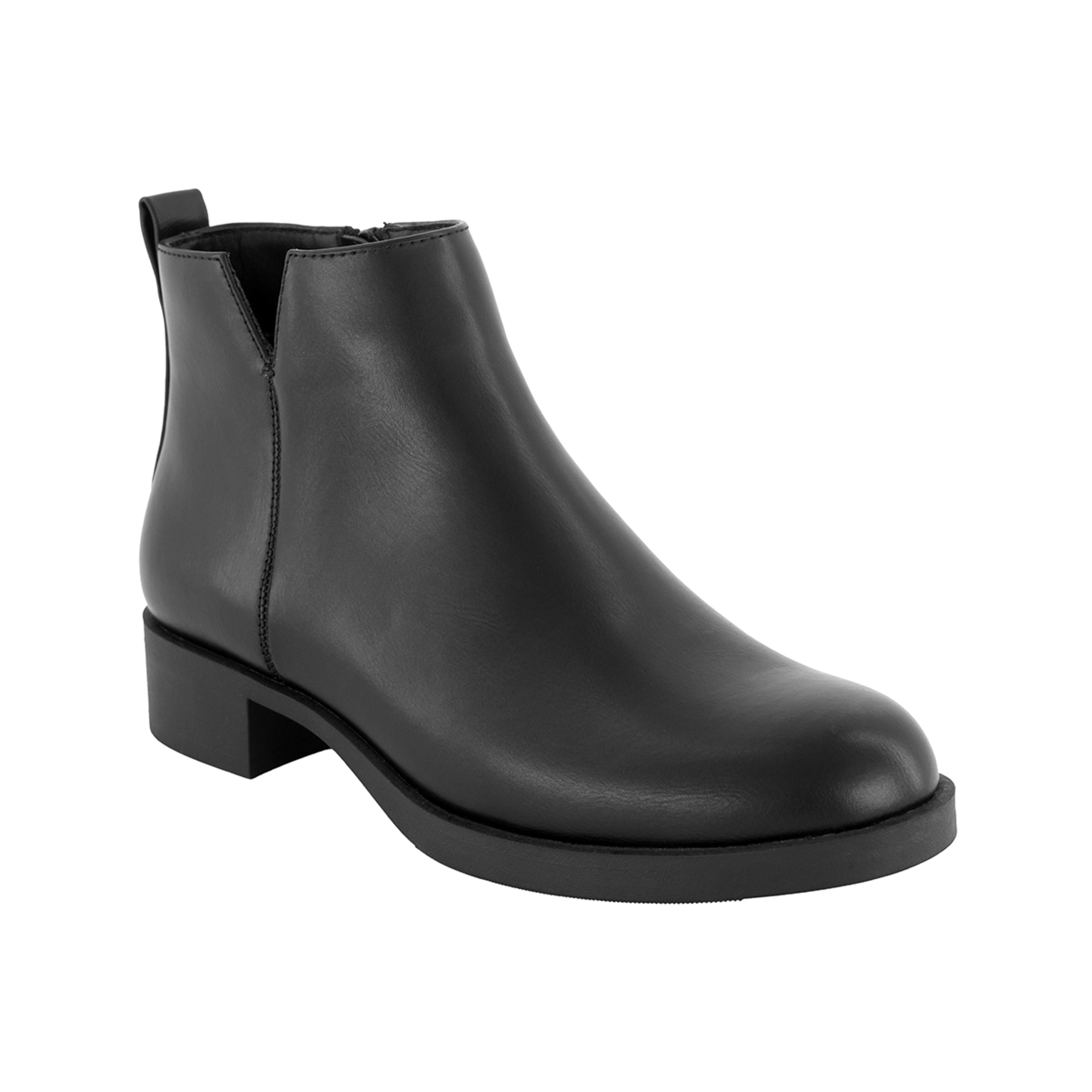 1 PU Zip Flat Boots Black, 1 of 5