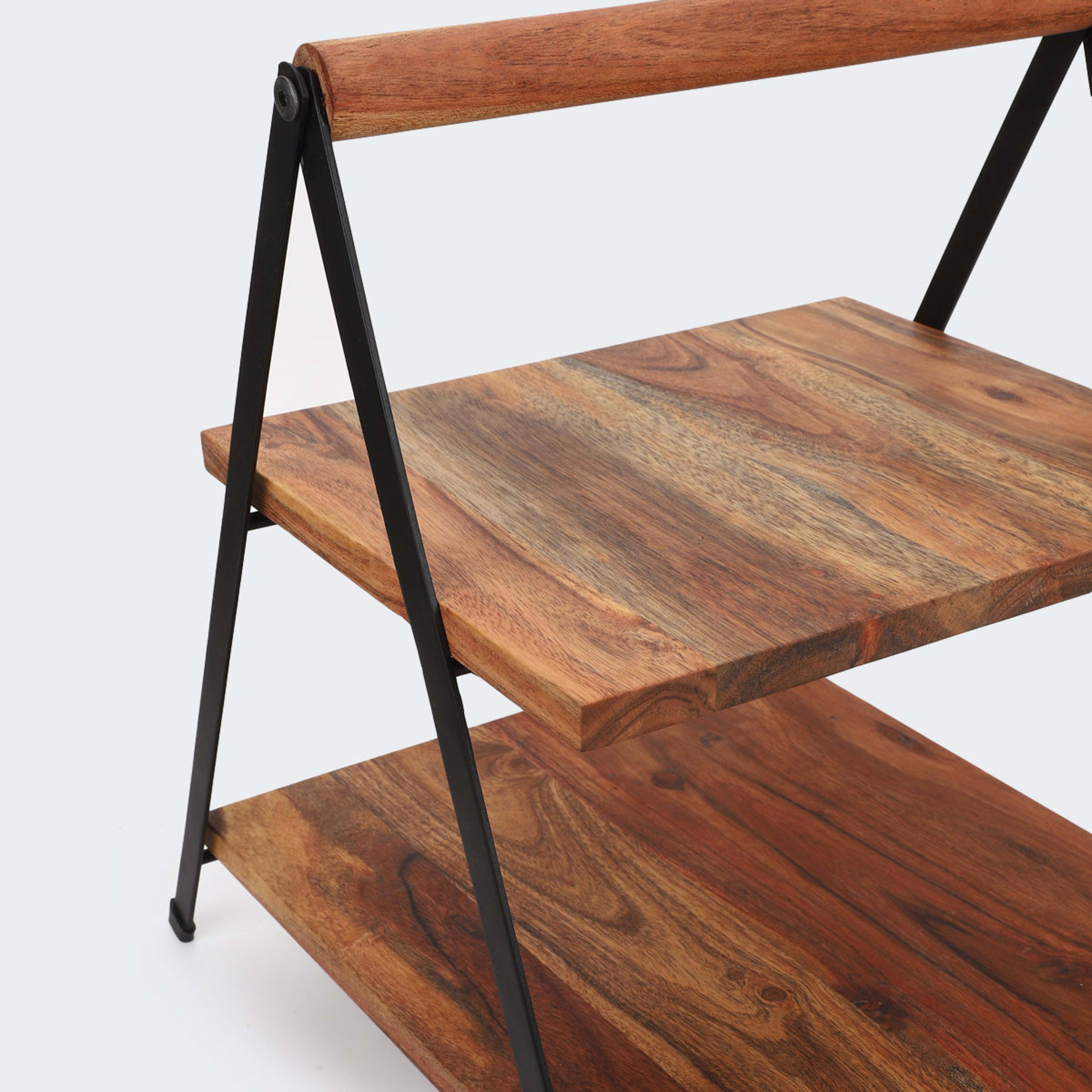 3 2 Tier Acacia Serving Stand, 3 of 8