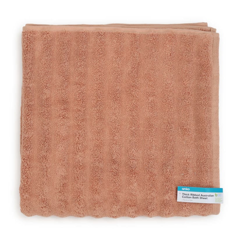 Thick Ribbed Australian Cotton Bath Sheet - Sunset - Kmart