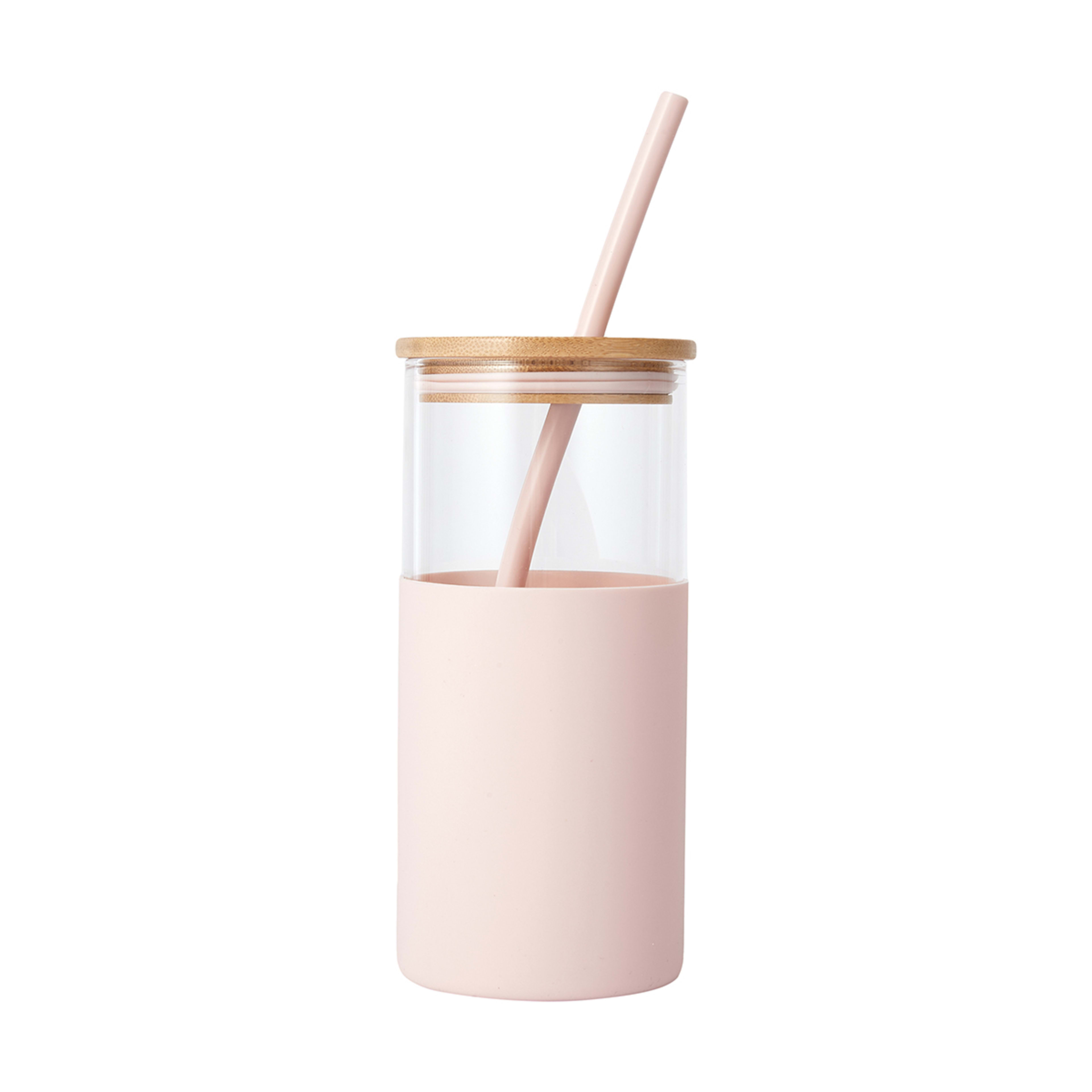 Pink Bamboo Lid Smoothie Jar Kmart