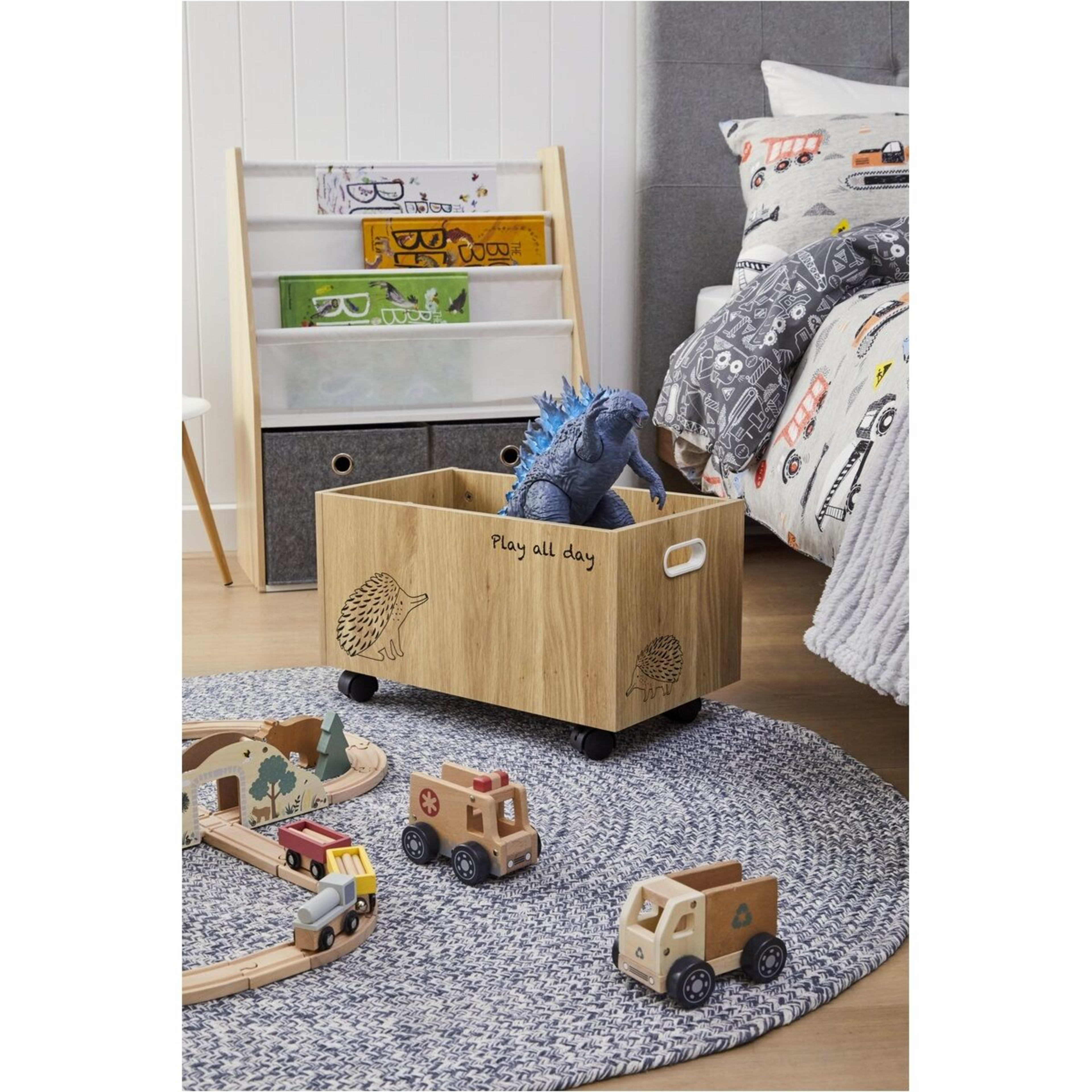 1 Oak Look and White Book Holder with Organiser