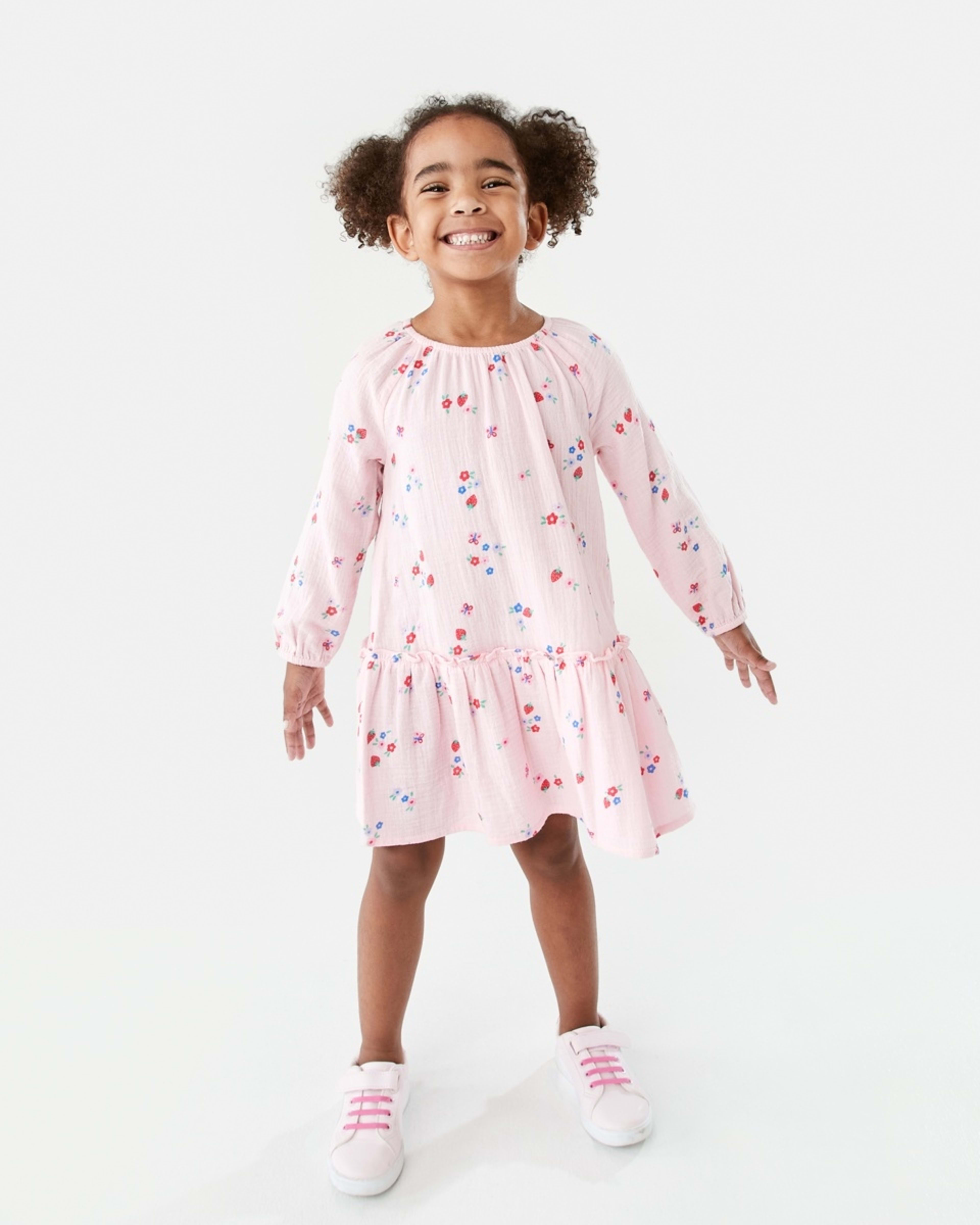 6 Long Sleeve Woven Dress Ditsy, 6 of 9