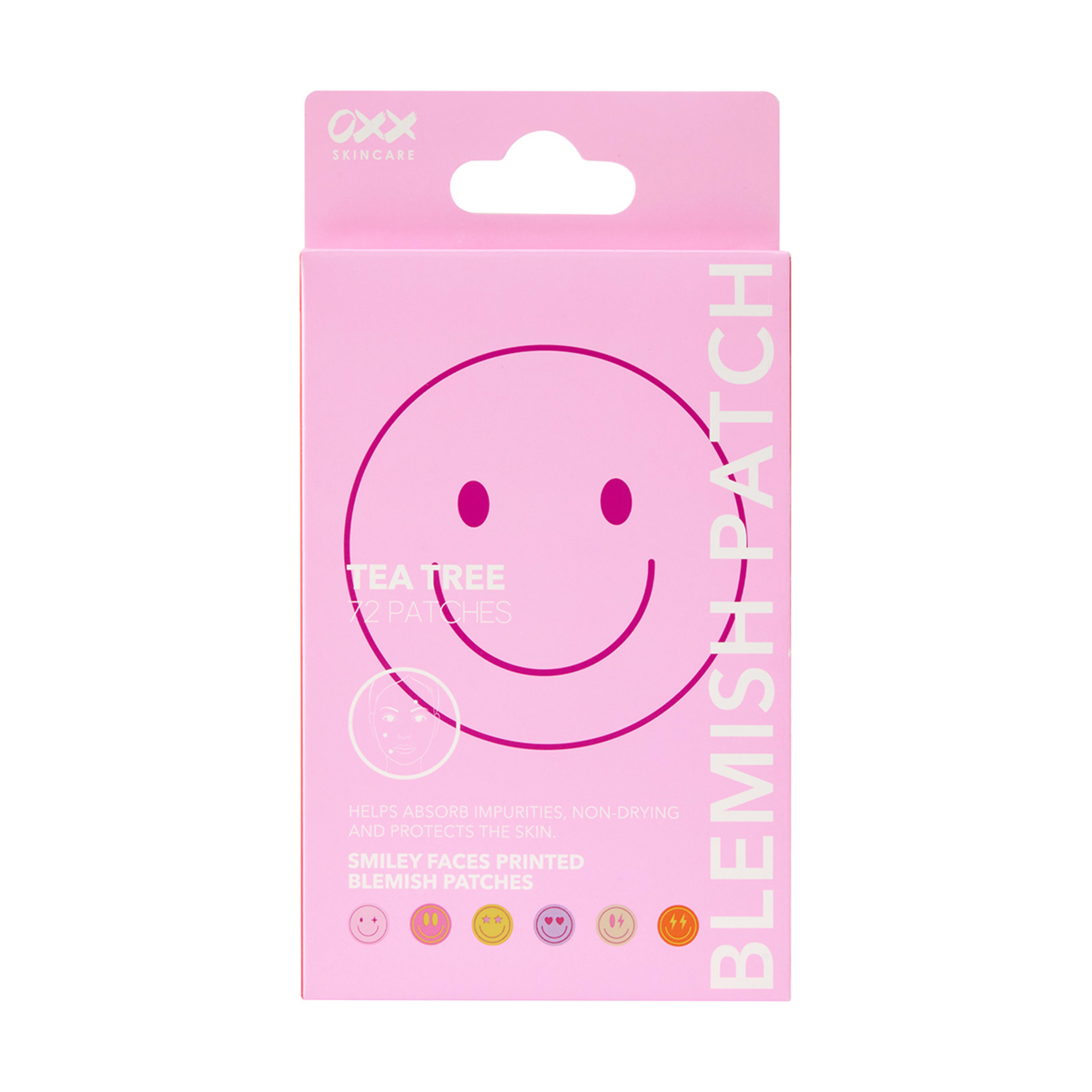 OXX Skincare 72 Pack Smiley Faces Printed Blemish Patches Tea Tree