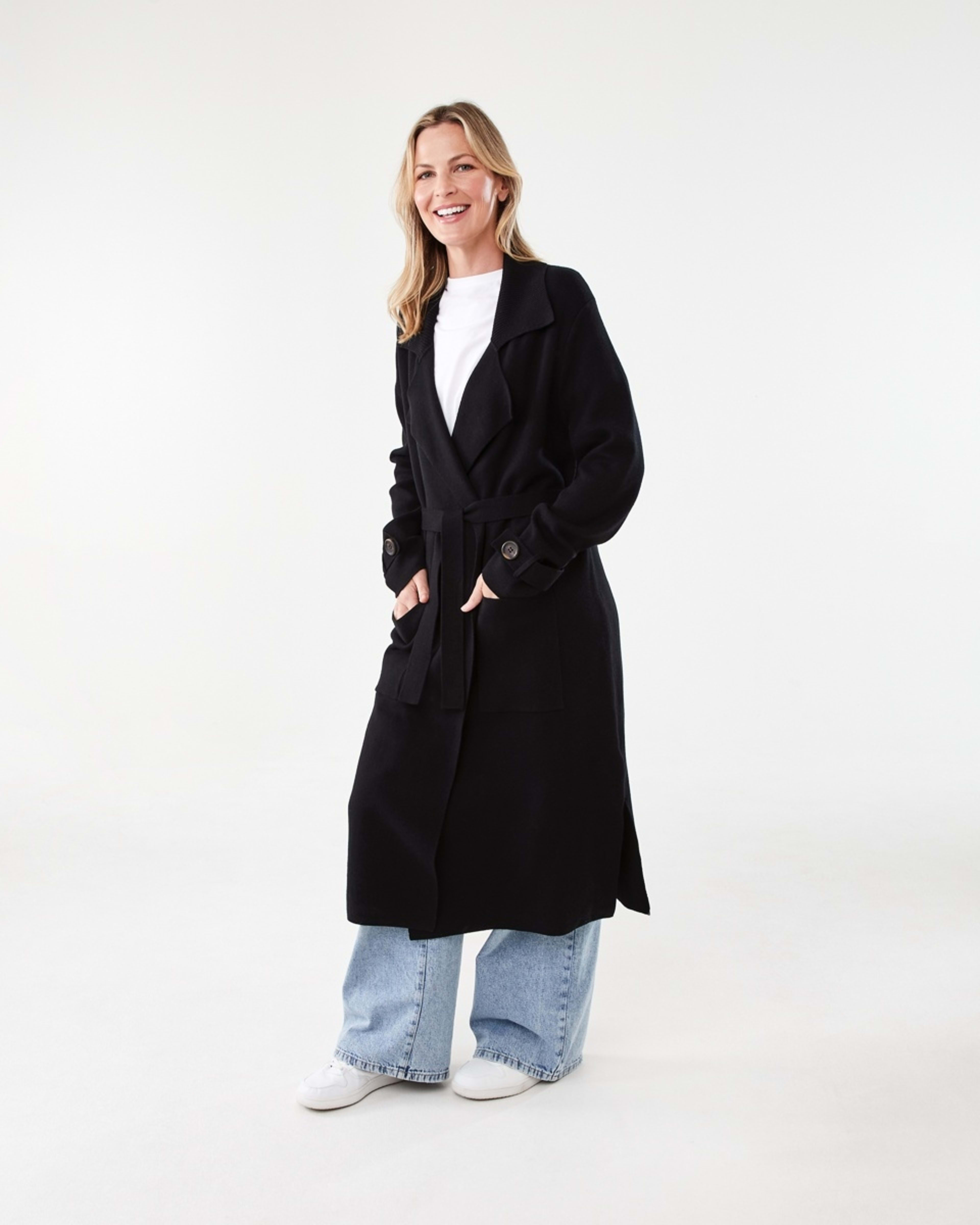 3 Trench Coatigan Black, 3 of 8