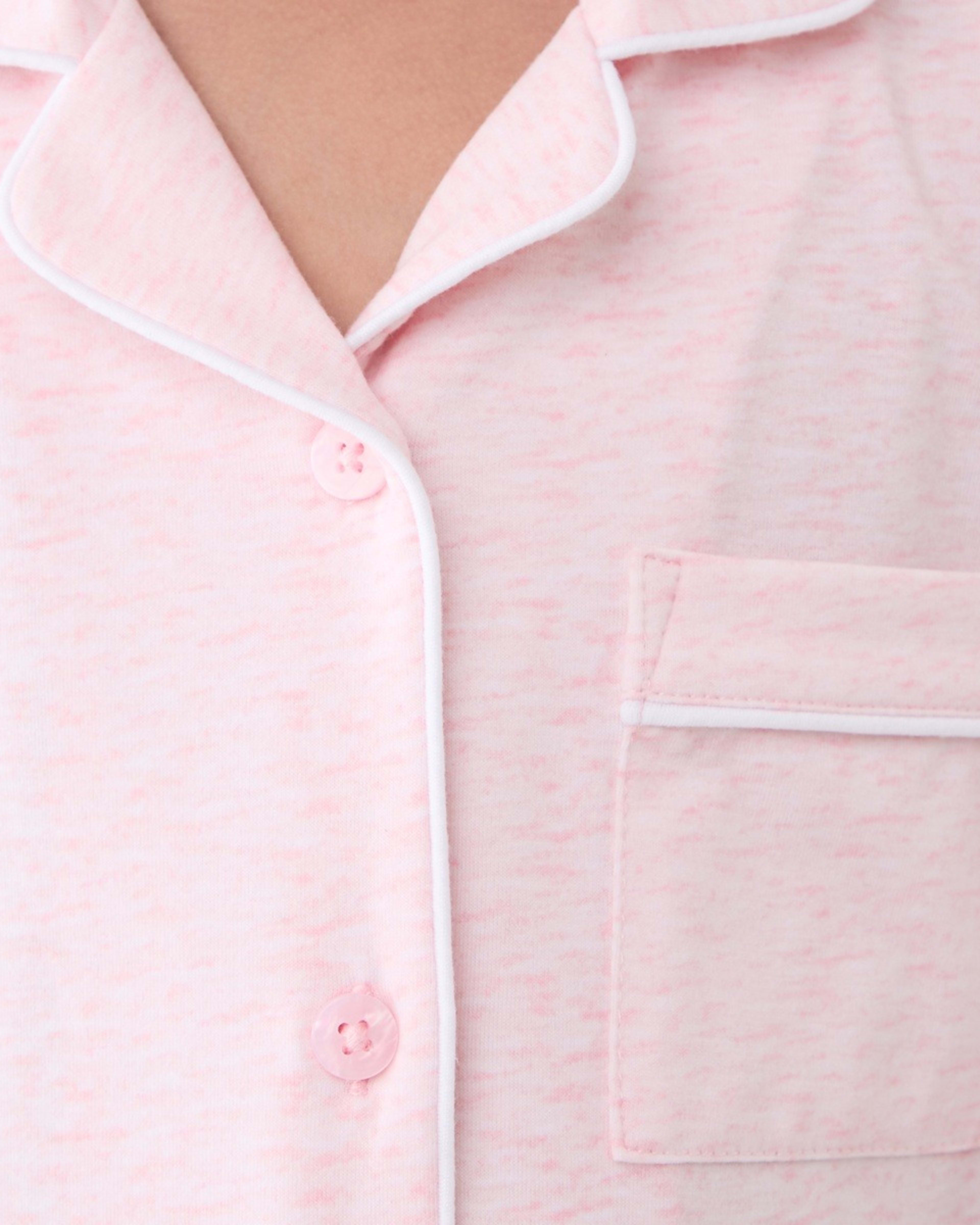 4 Button Through Pyjama Set Pnk Marle, 4 of 6