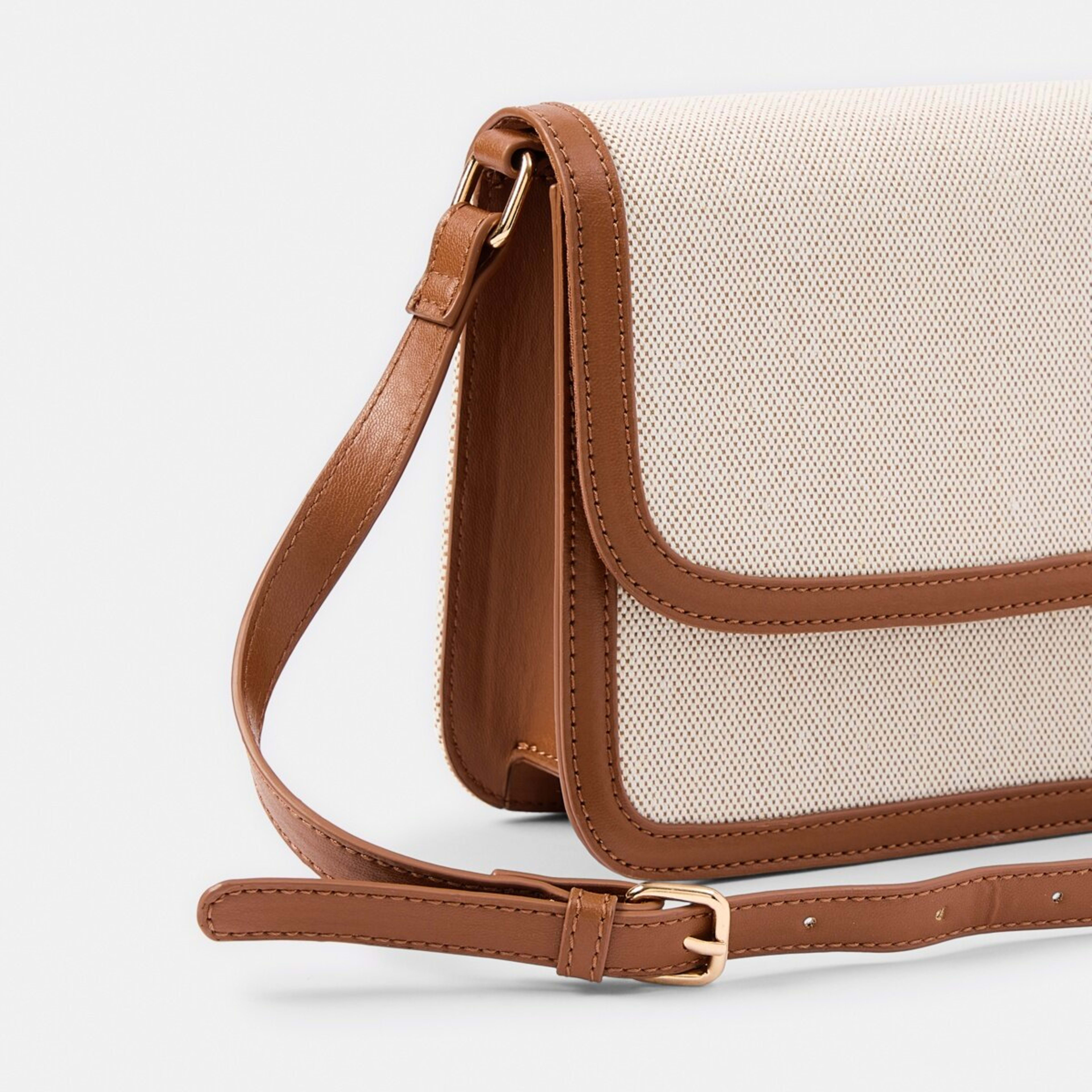 3 Woven Contrast Crossbody Bag Nat Tan Beige, 3 of 6
