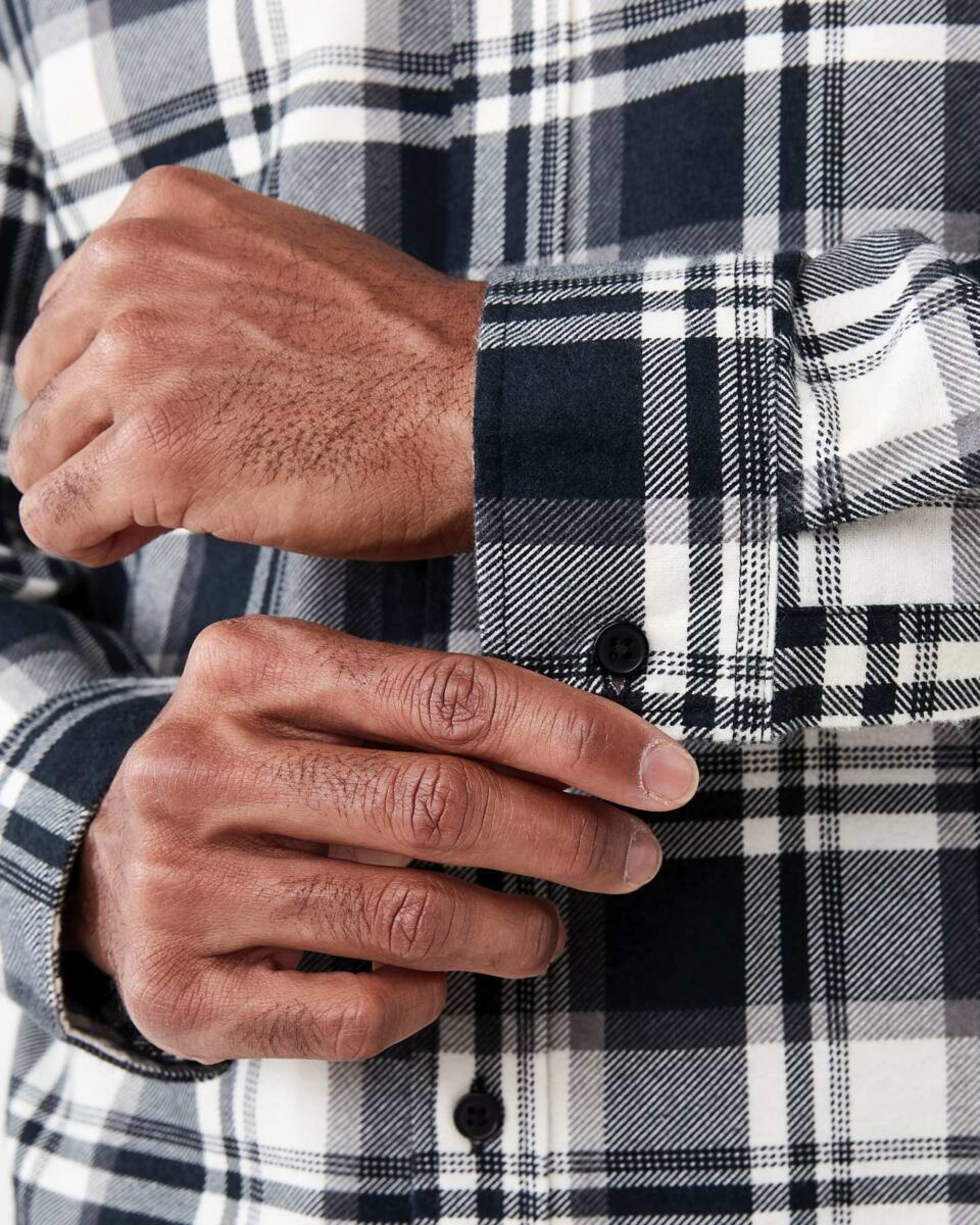 7 Long Sleeve Printed Plaid Shirt Blk Check, 7 of 7