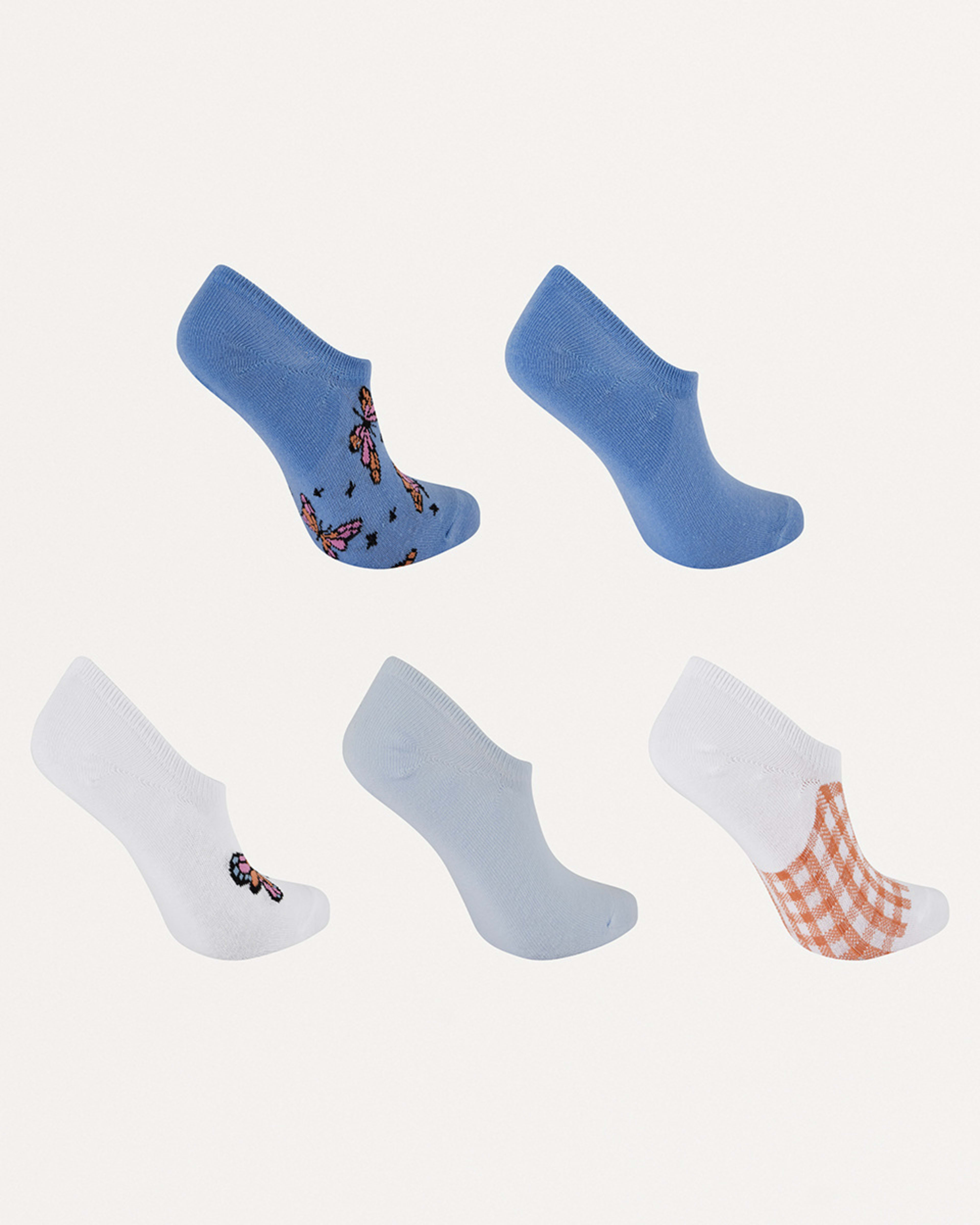 2 5 Pack Jacquard Sneaker Socks Butterfly, 2 of 3