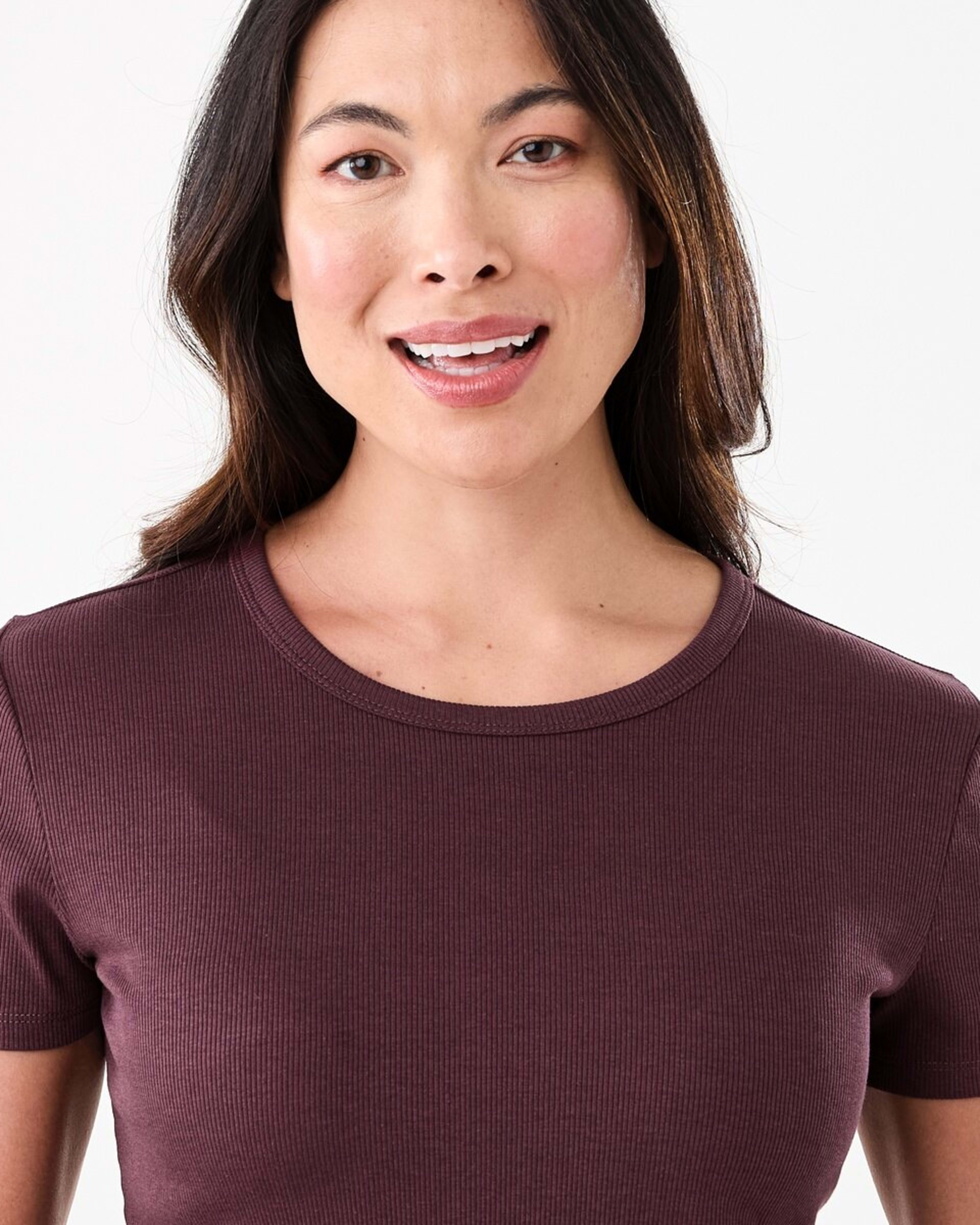 4 Short Sleeve Rib Crew Neck T-shirt WARM MULBERRY, 4 of 5