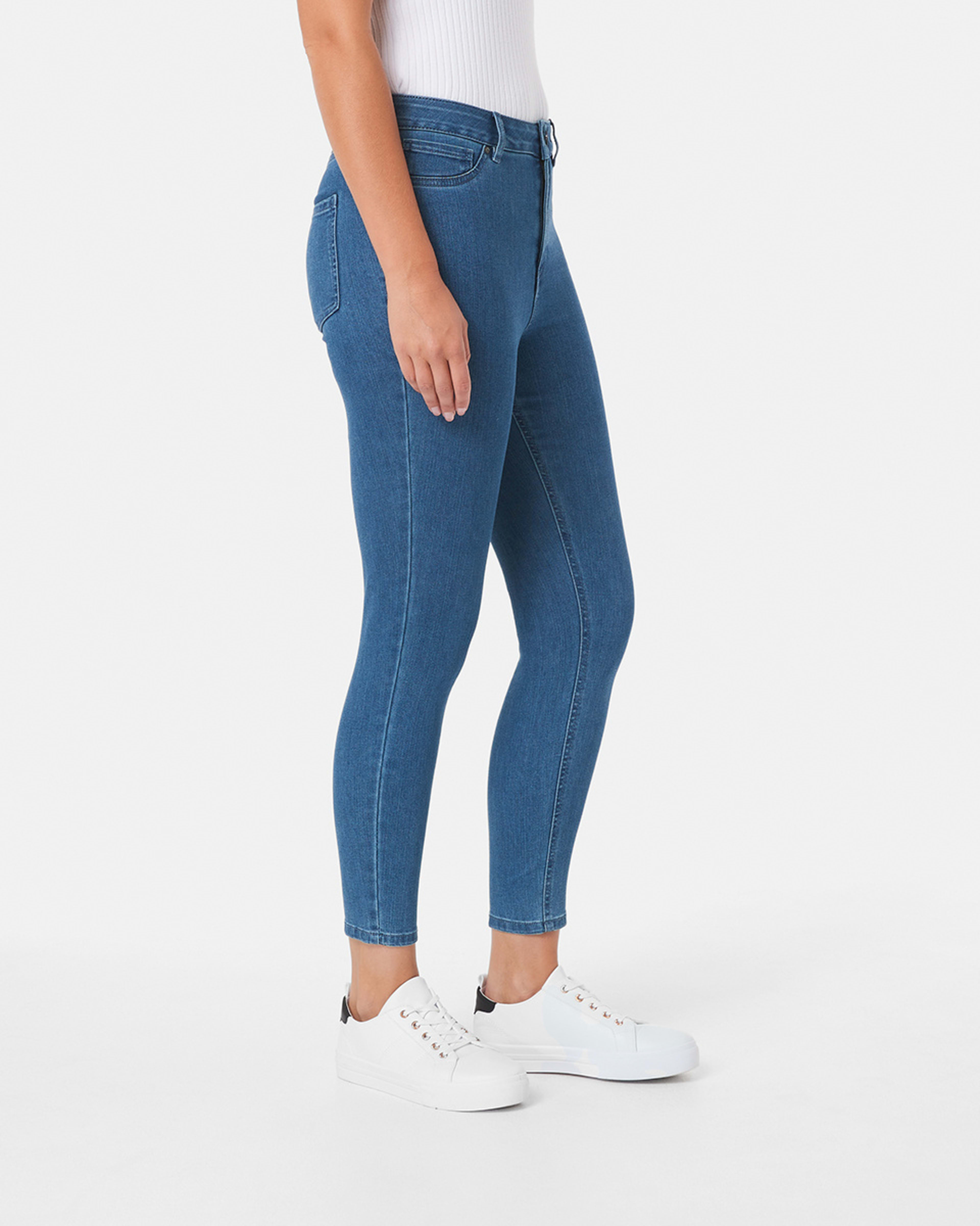 2 High Rise Ankle Length Skinny Jeans Mid Wsh, 2 of 4