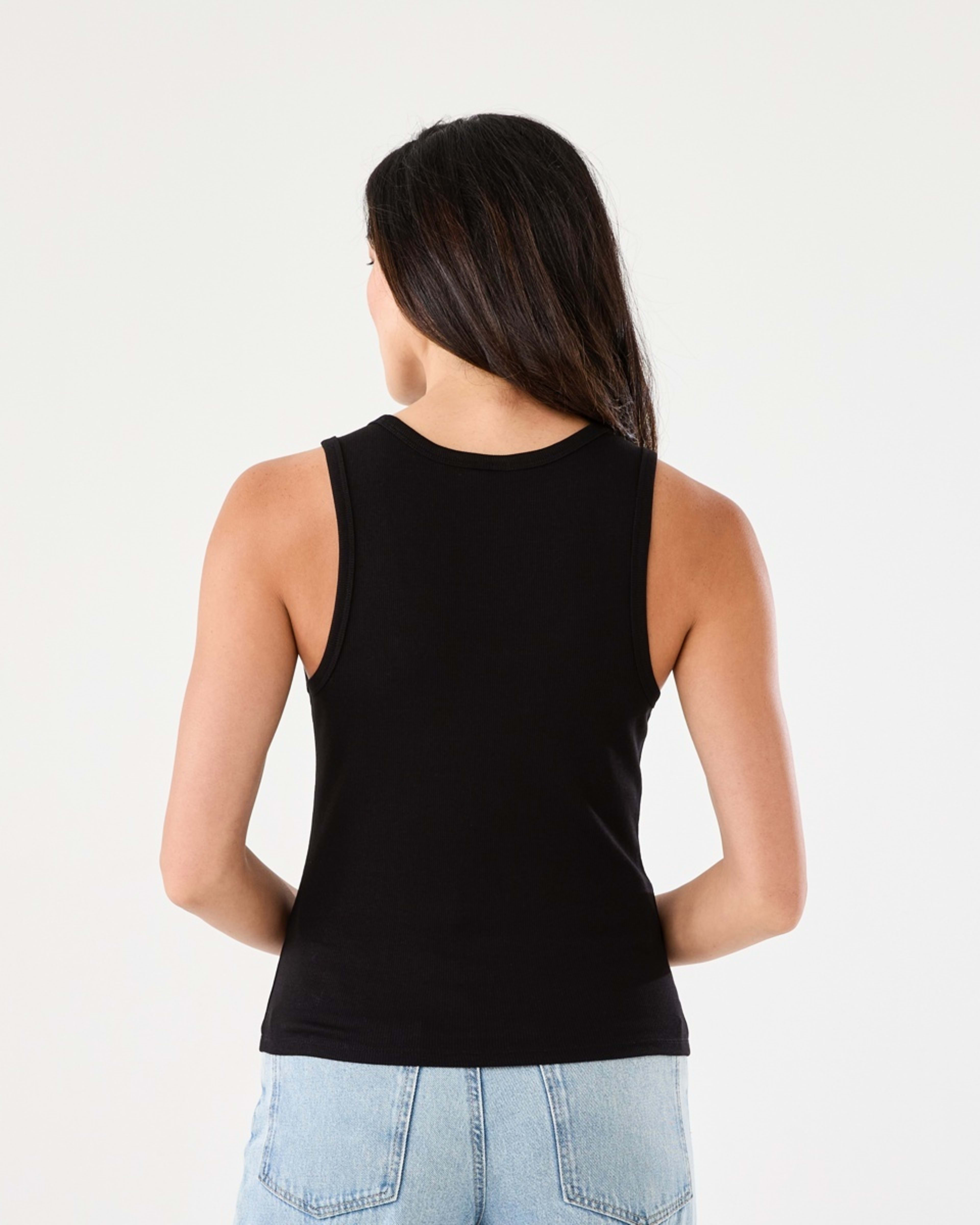 3 Sleeveless Rib Tank Black, 3 of 5