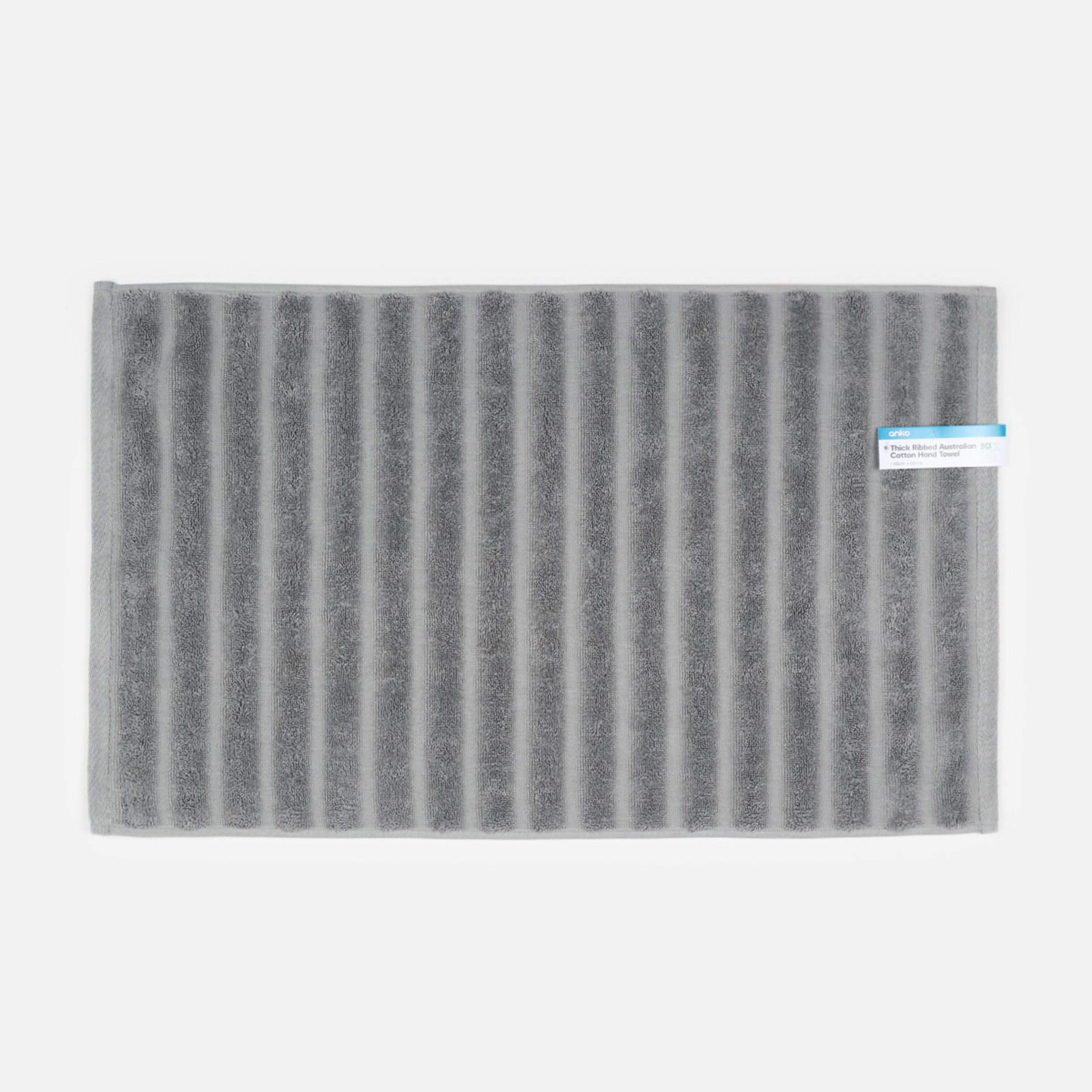 Thick Ribbed Australian Cotton Hand Towel Silver Kmart