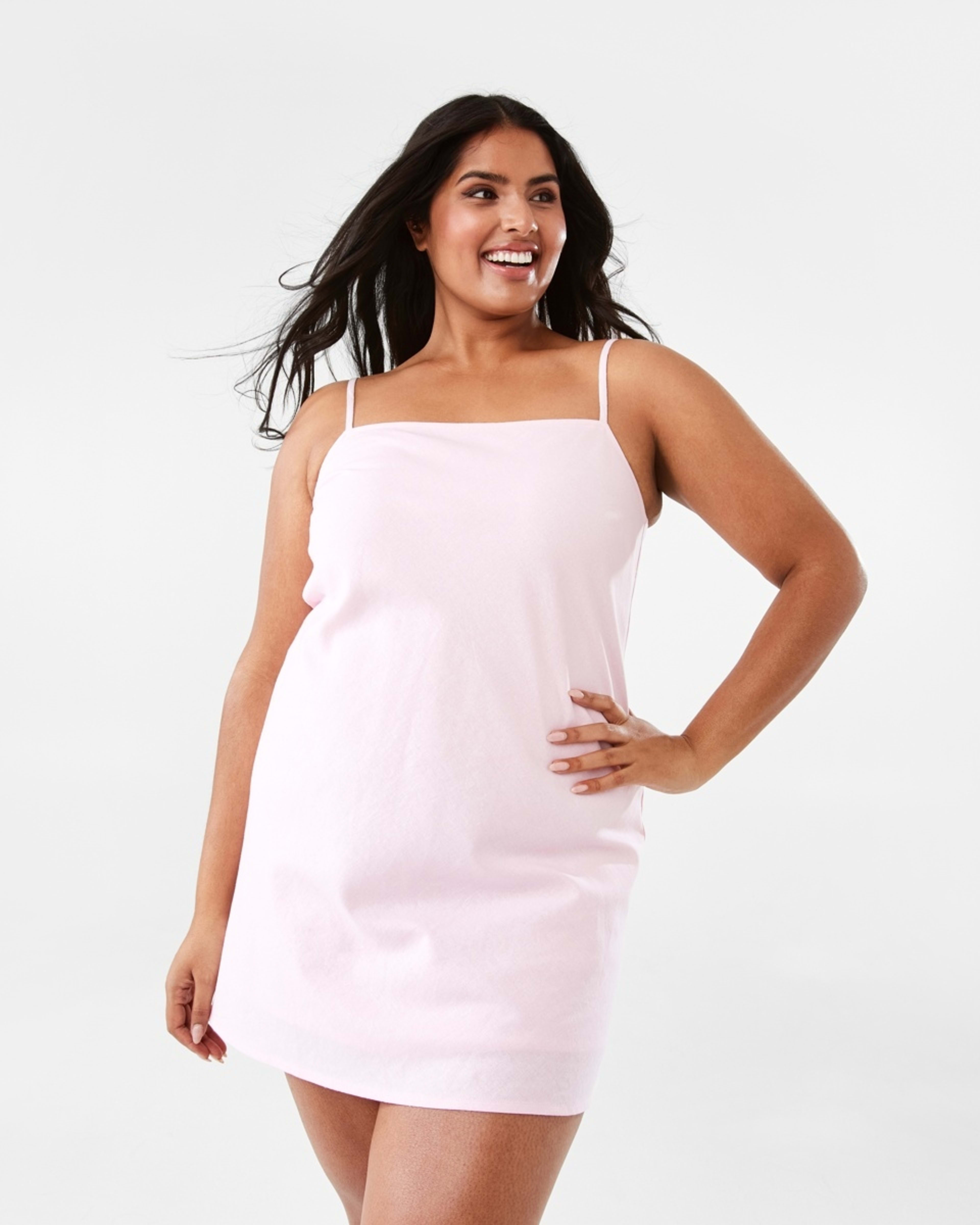 3 Sleeveless Linen Blend Mini Dress Chery Pink, 3 of 9
