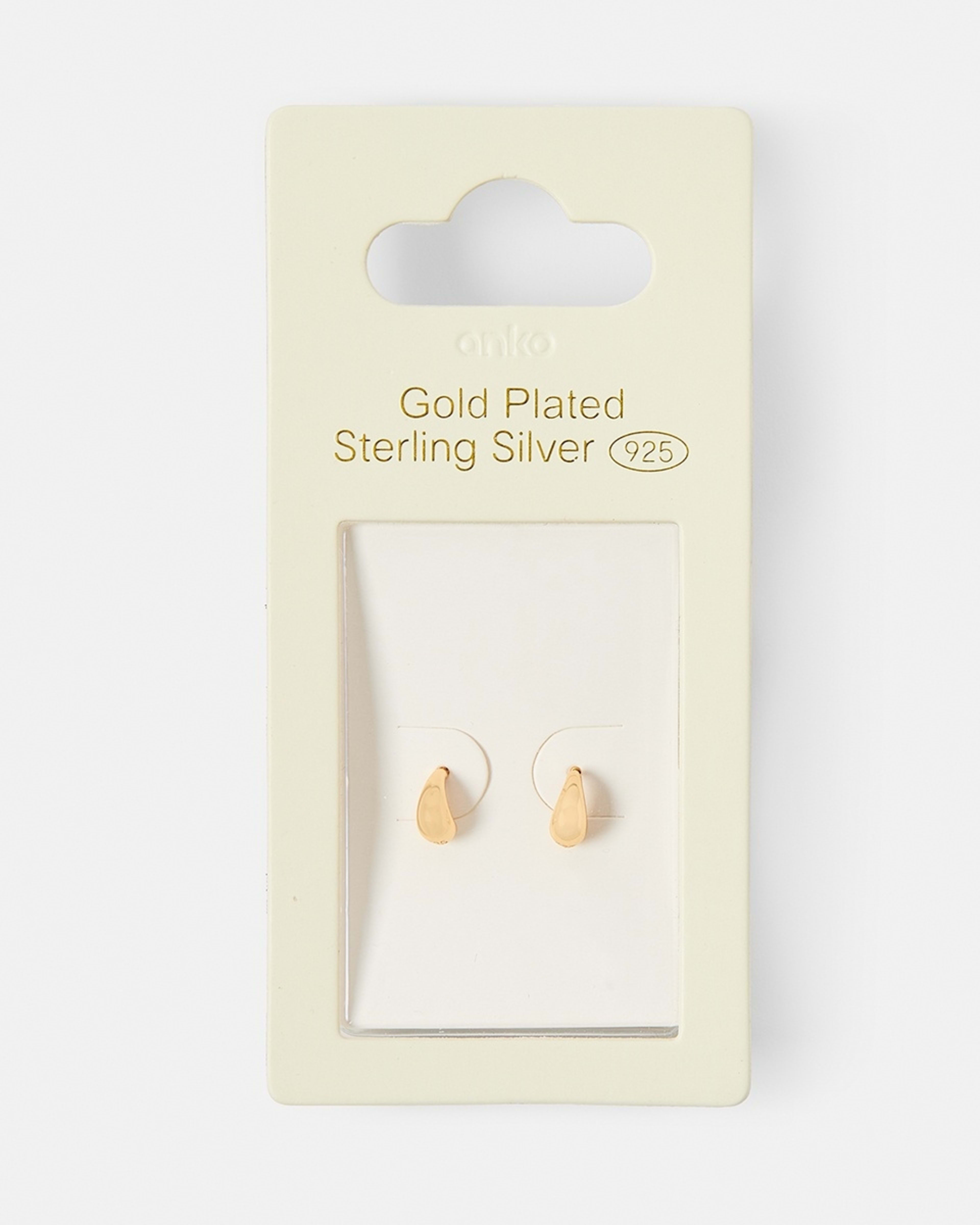 5 Sterling Silver Mini Teardrop Earrings Gold, 5 of 5